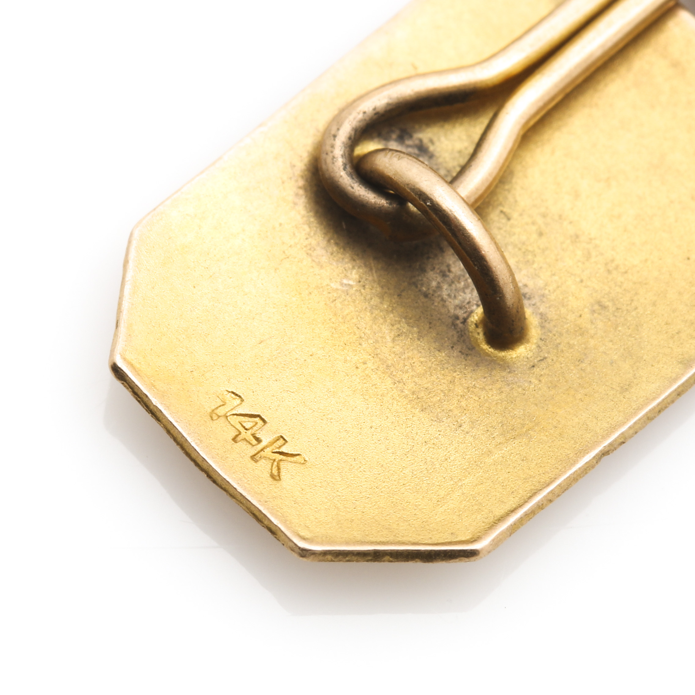 14K Yellow Gold Art Deco Diamond Cufflinks