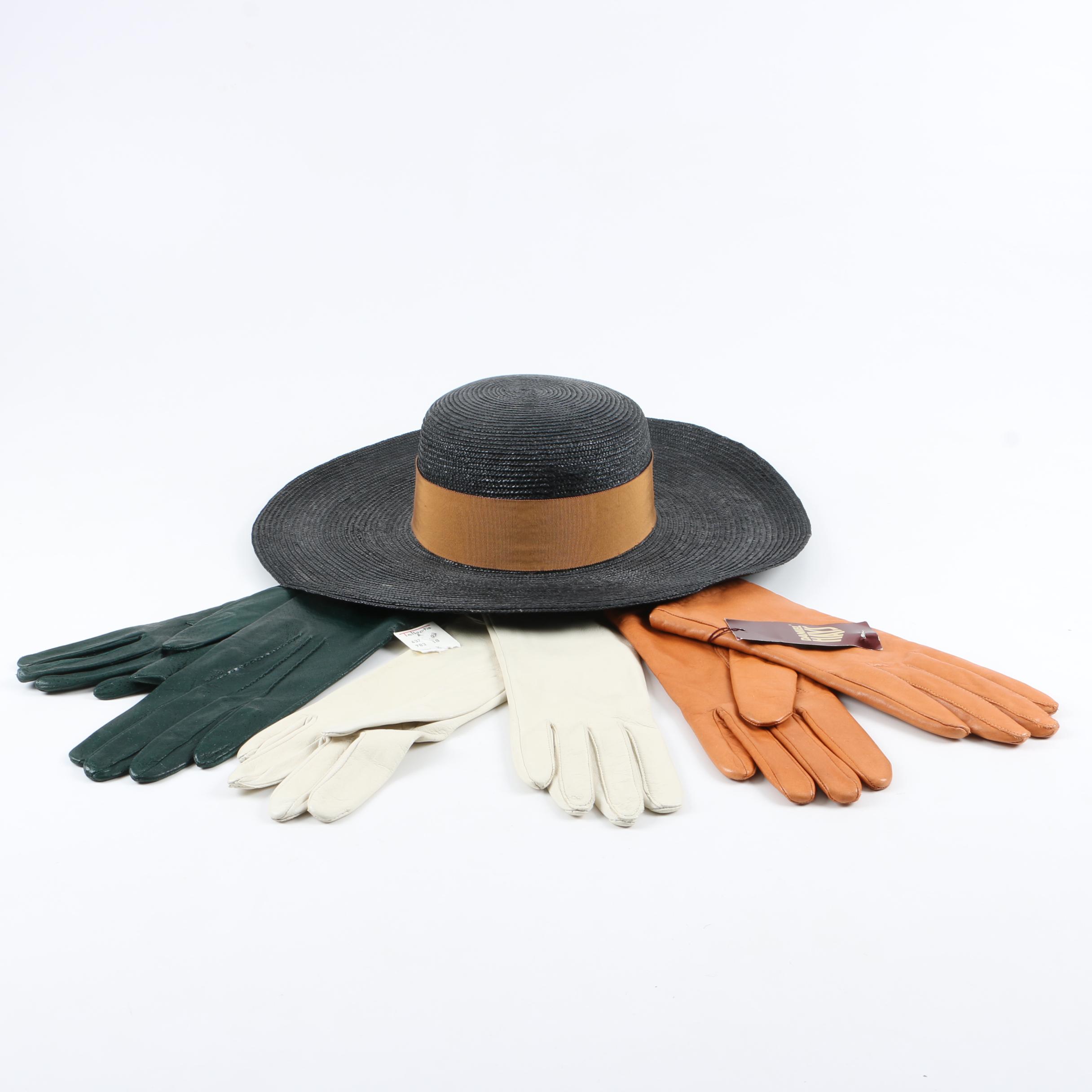 Women's Straw Hat and Gloves