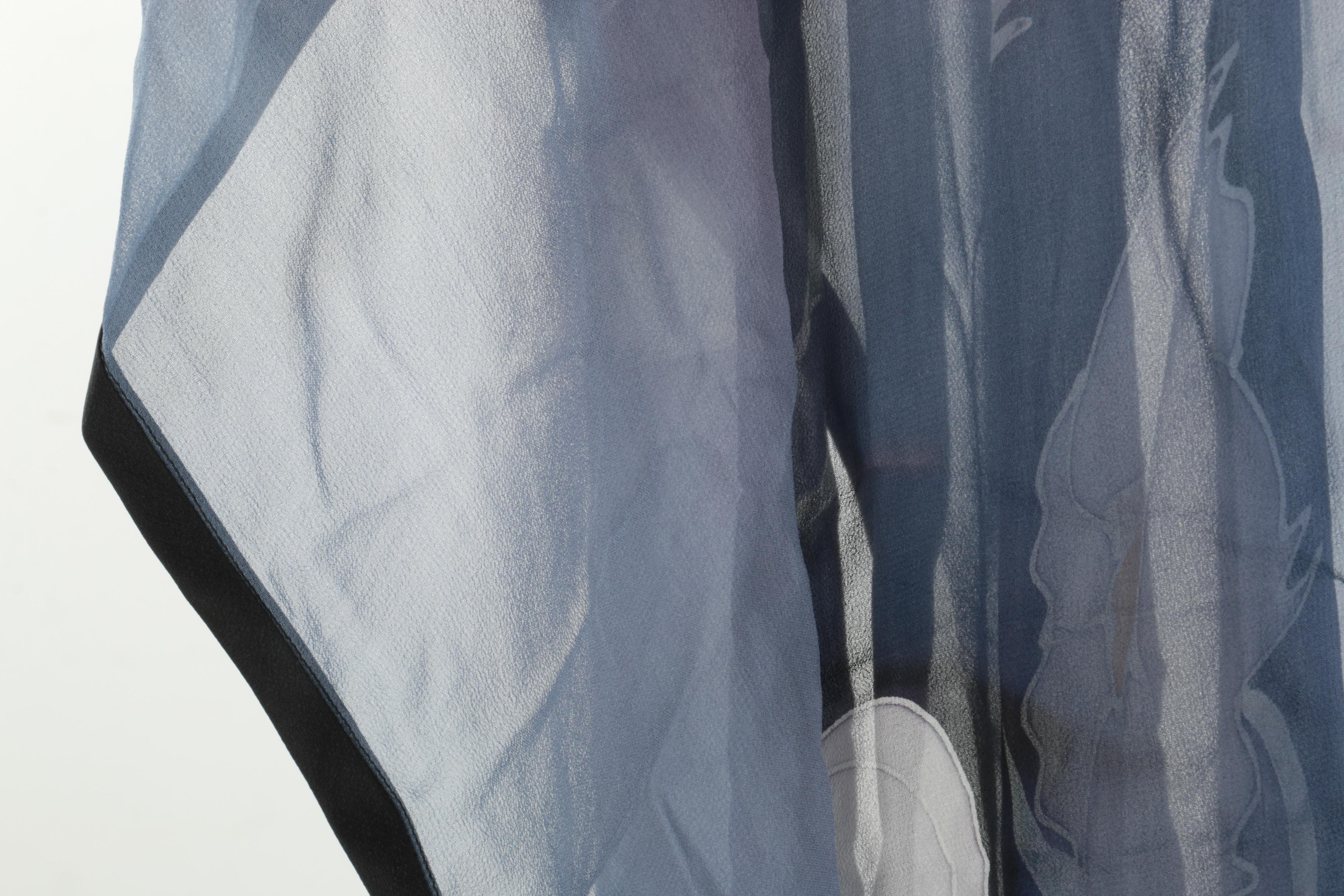 Blue Floral Chiffon Shawls