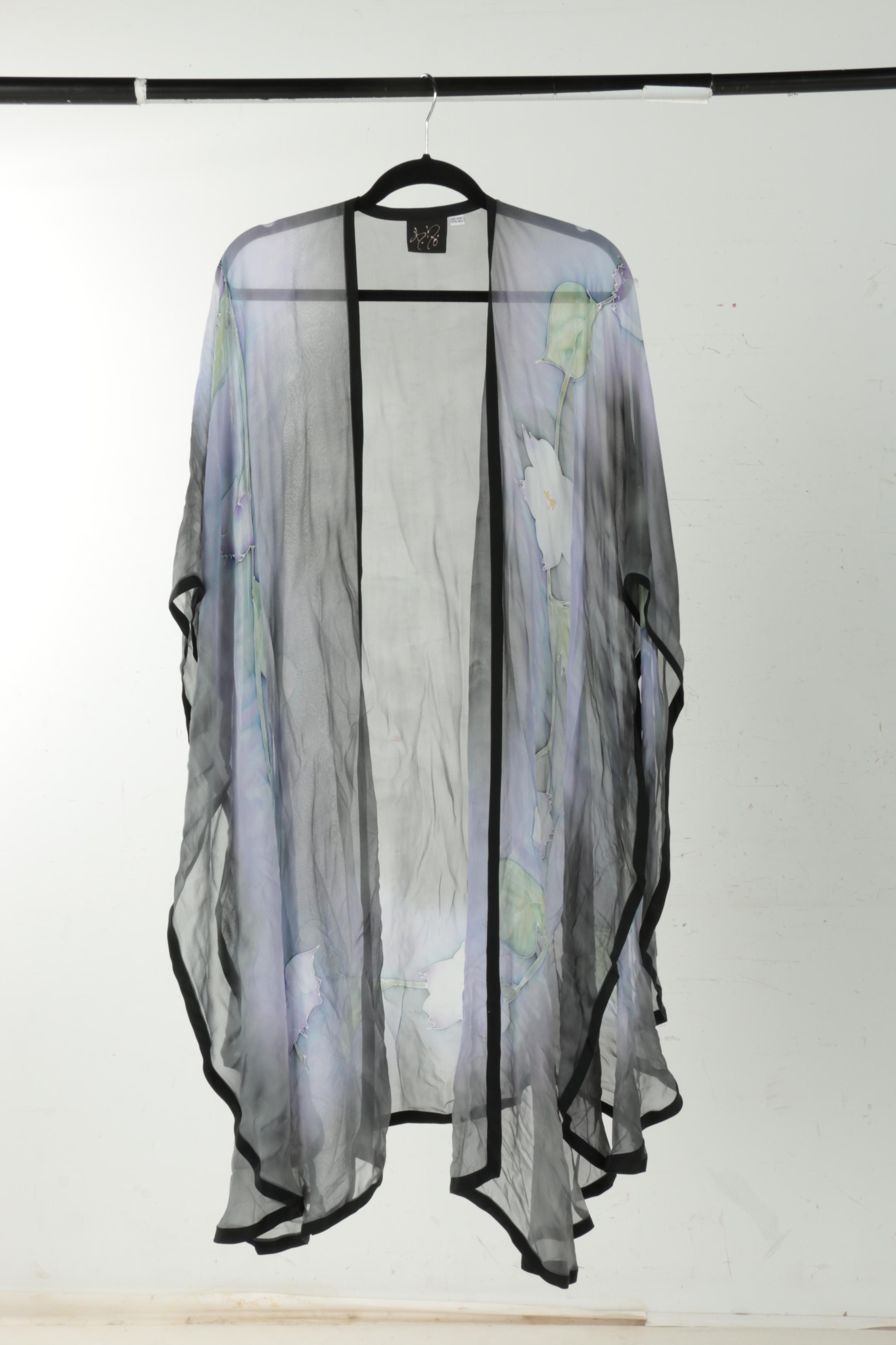 Blue Floral Chiffon Shawls