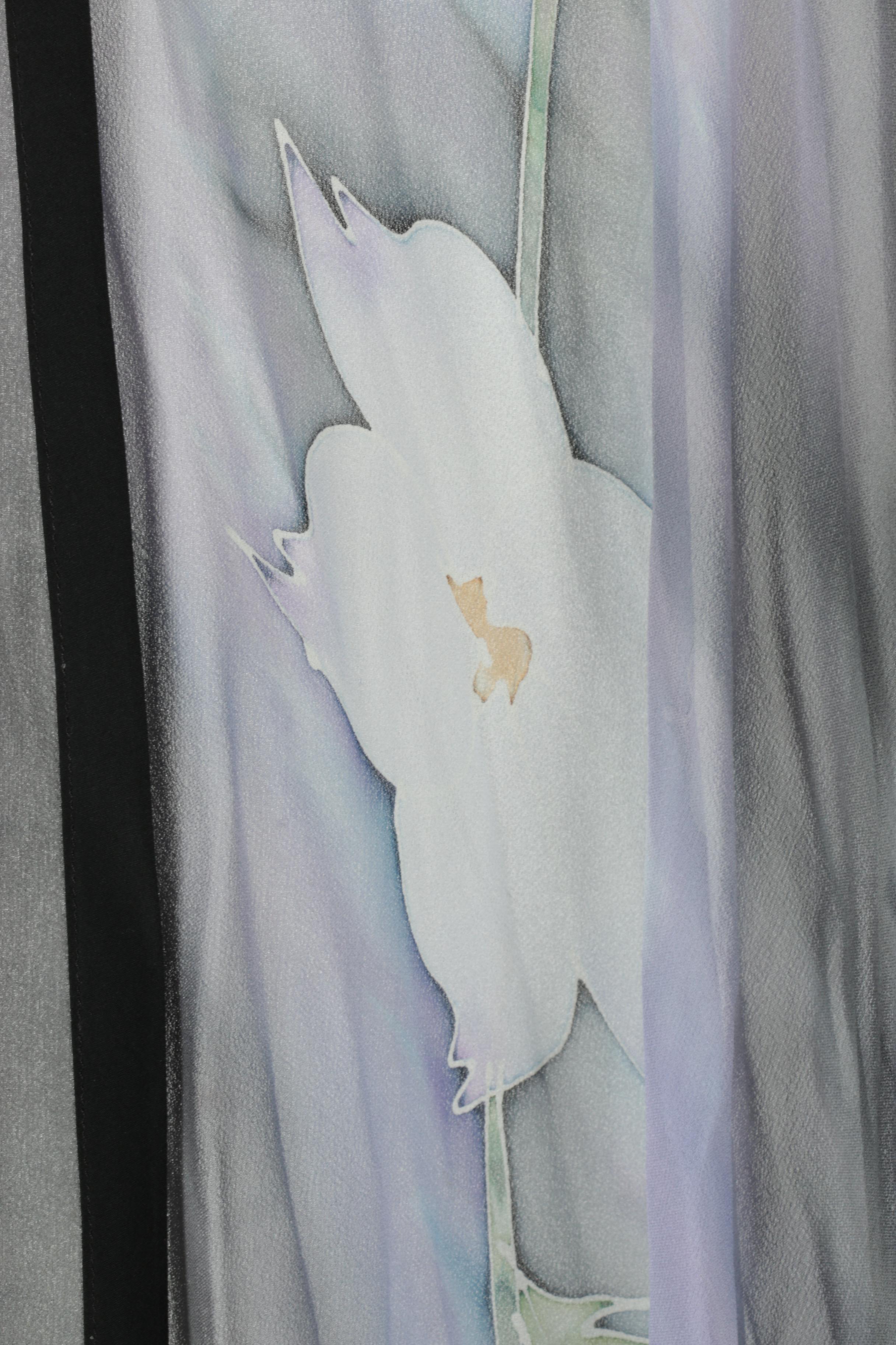 Blue Floral Chiffon Shawls