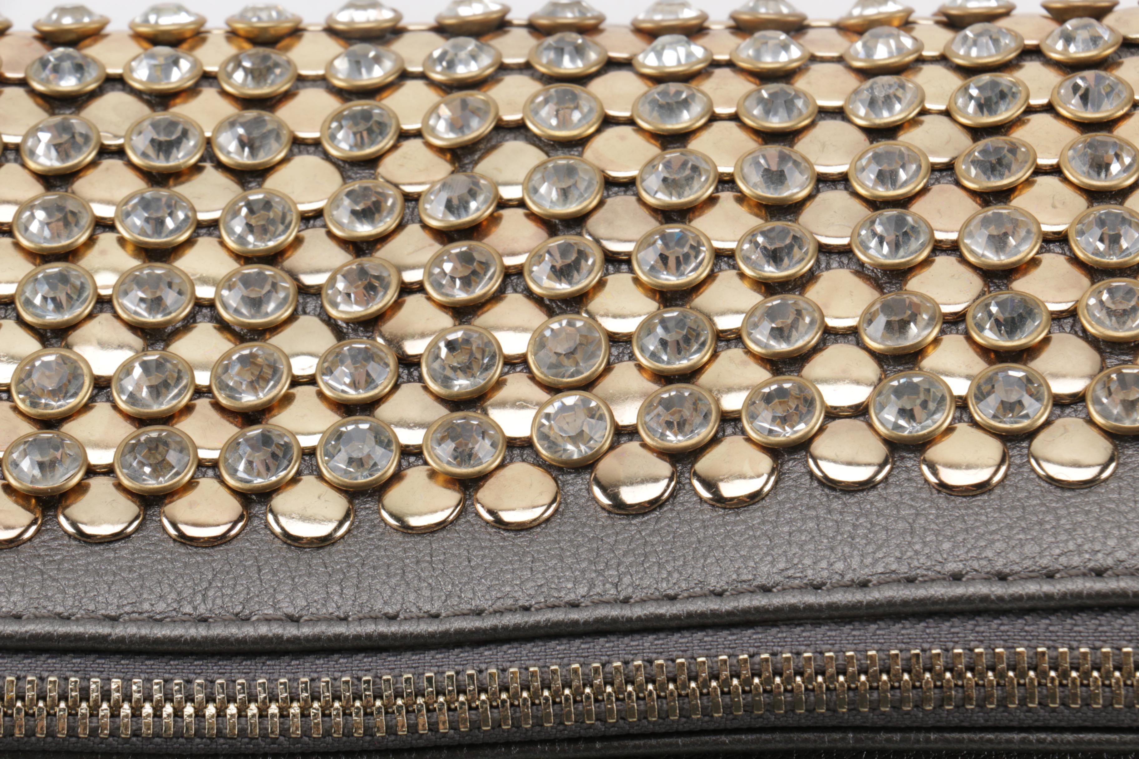 Embellished Gray Wristlet