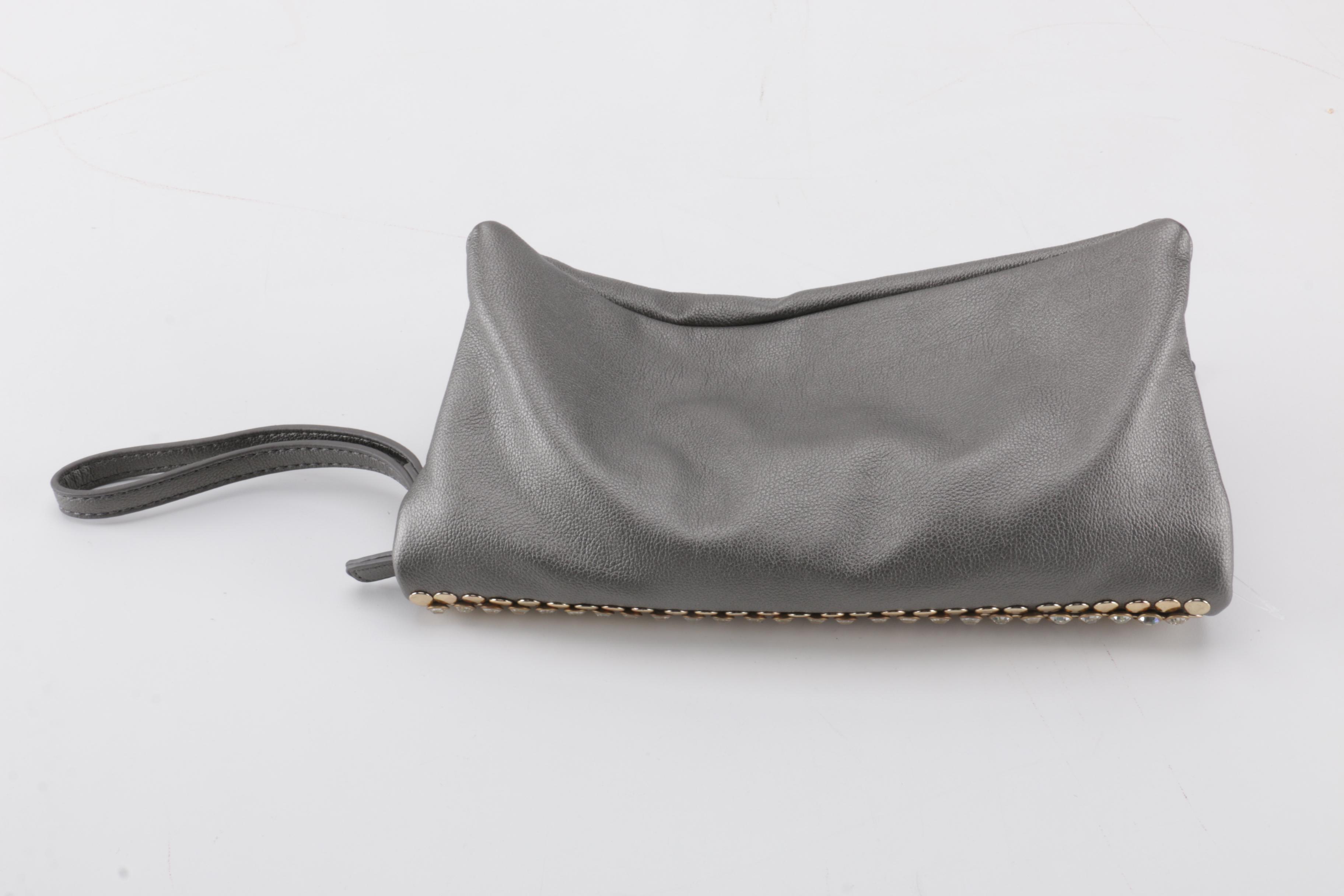 Embellished Gray Wristlet