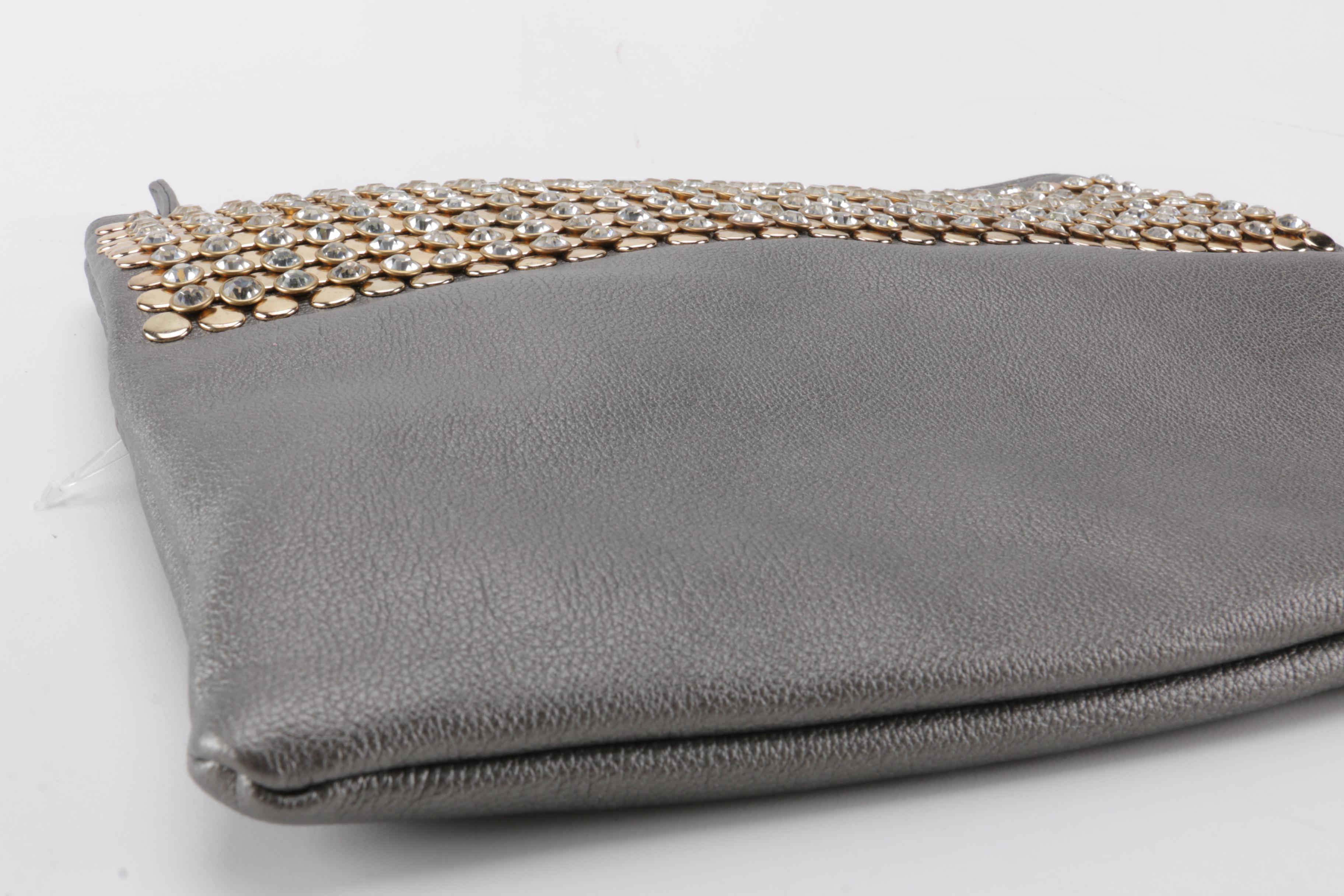 Embellished Gray Wristlet