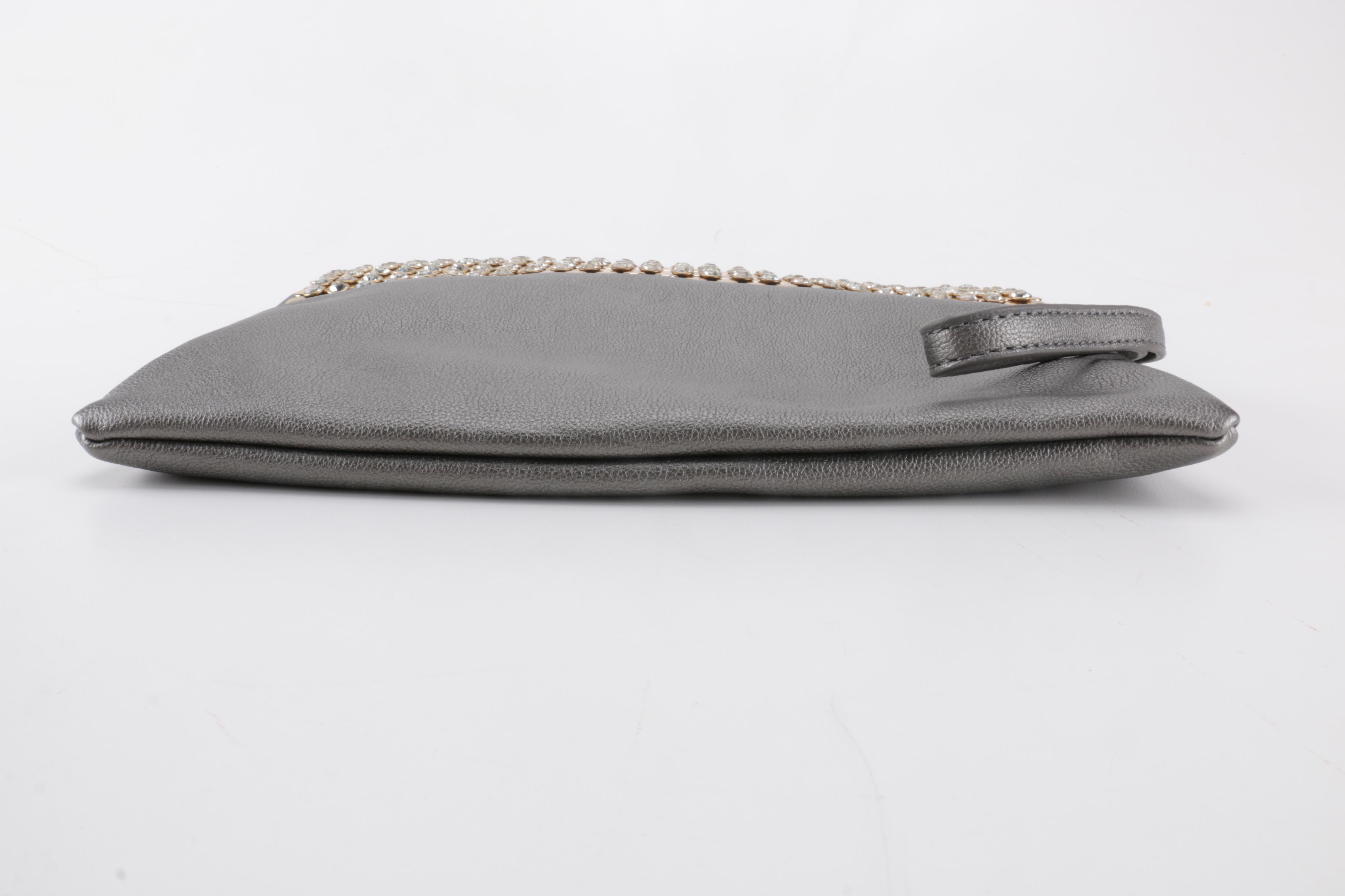 Embellished Gray Wristlet
