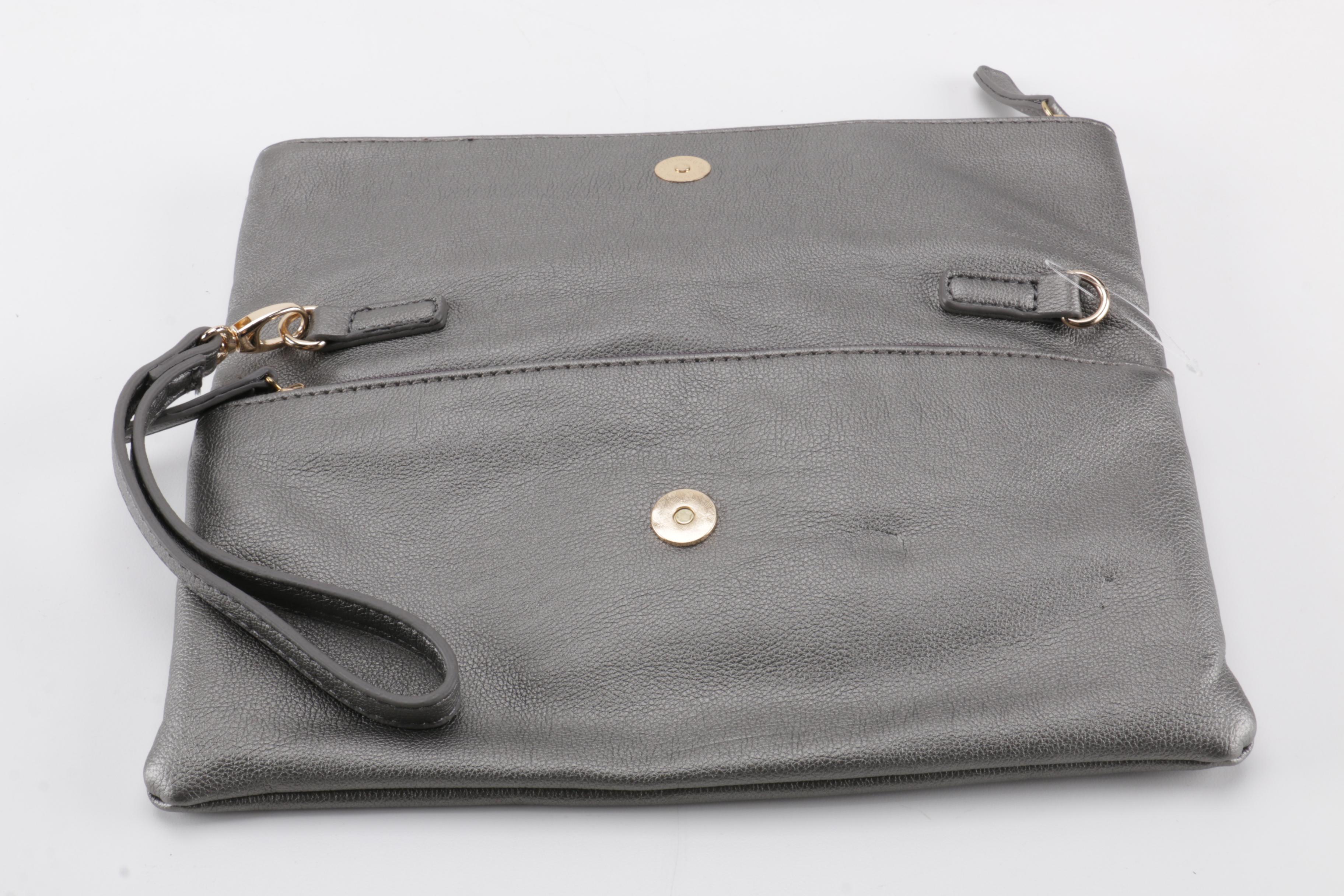 Embellished Gray Wristlet
