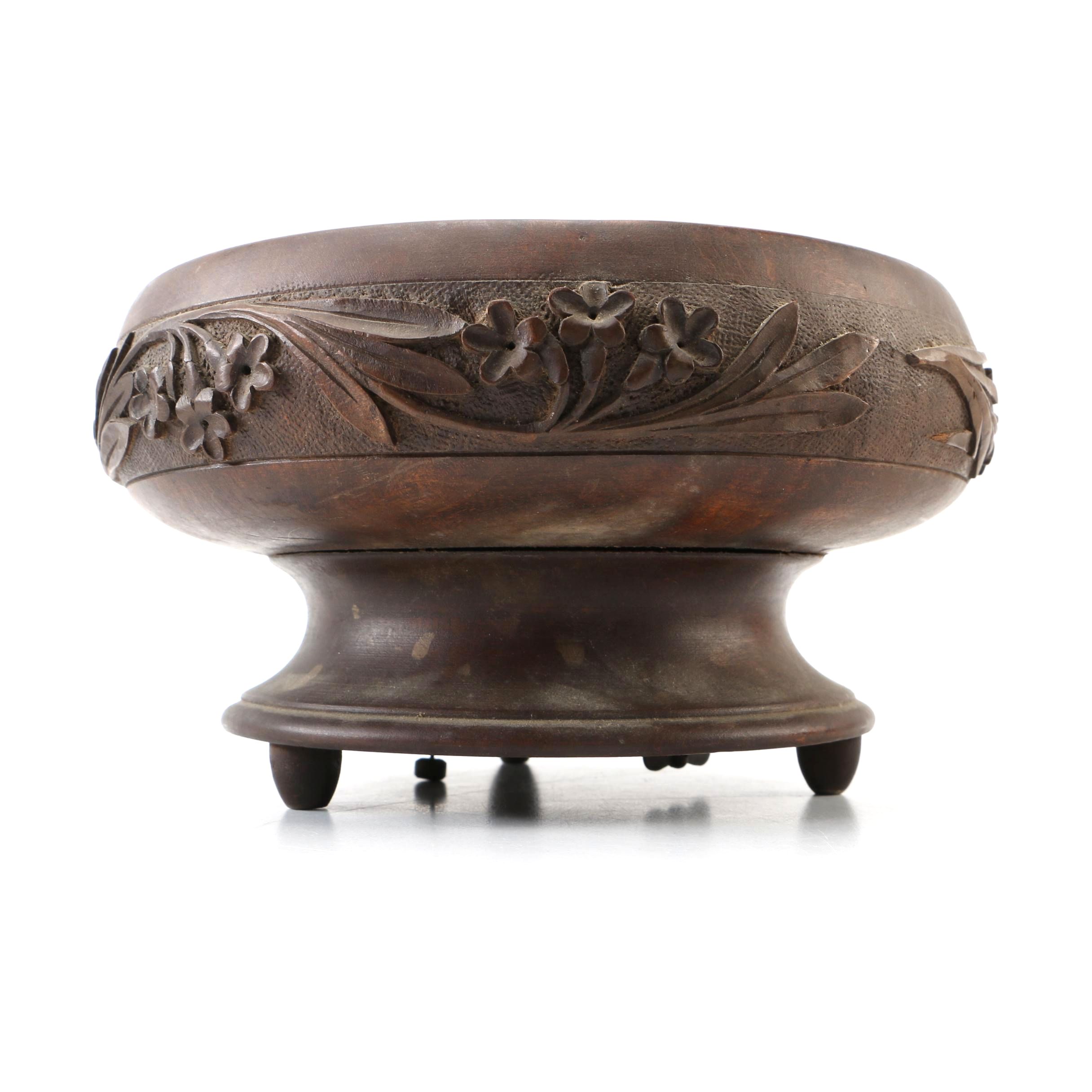 Vintage Hand-Carved Centerpiece Musical Bowl