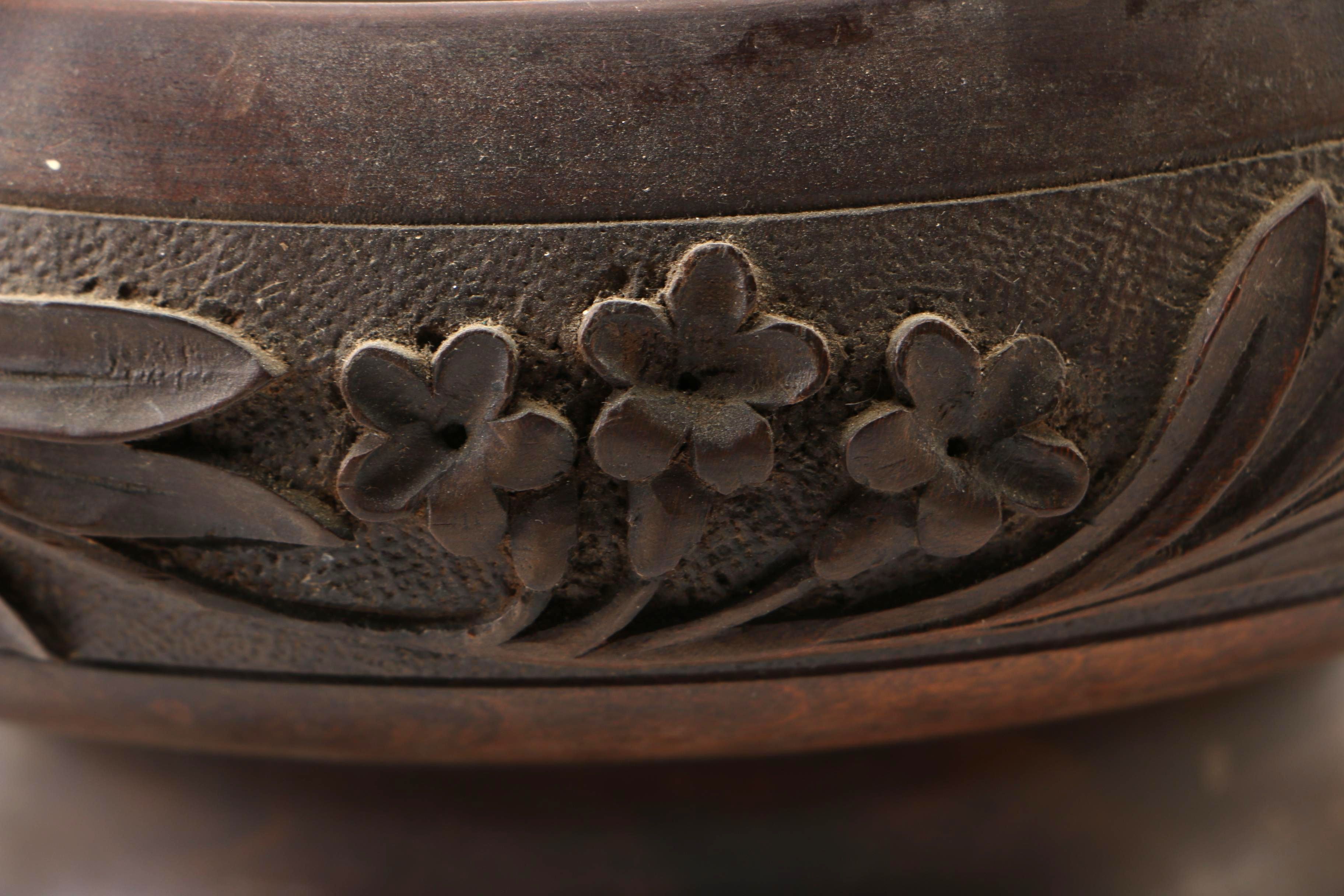 Vintage Hand-Carved Centerpiece Musical Bowl
