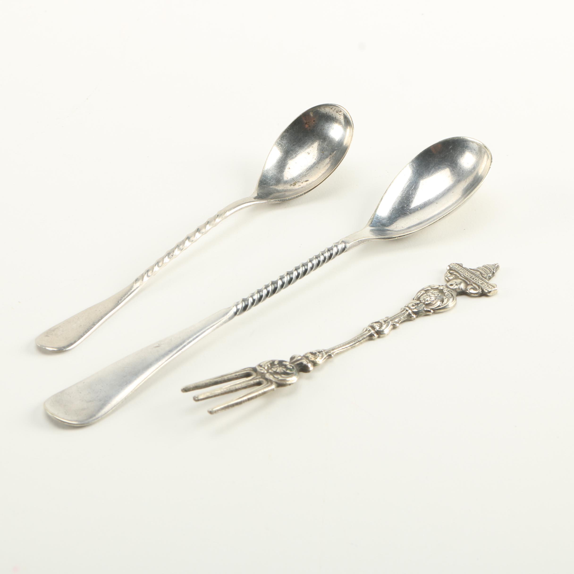 Silver Plate Cocktail Spoons and Fork Featuring Hamilton Mfg. Co.
