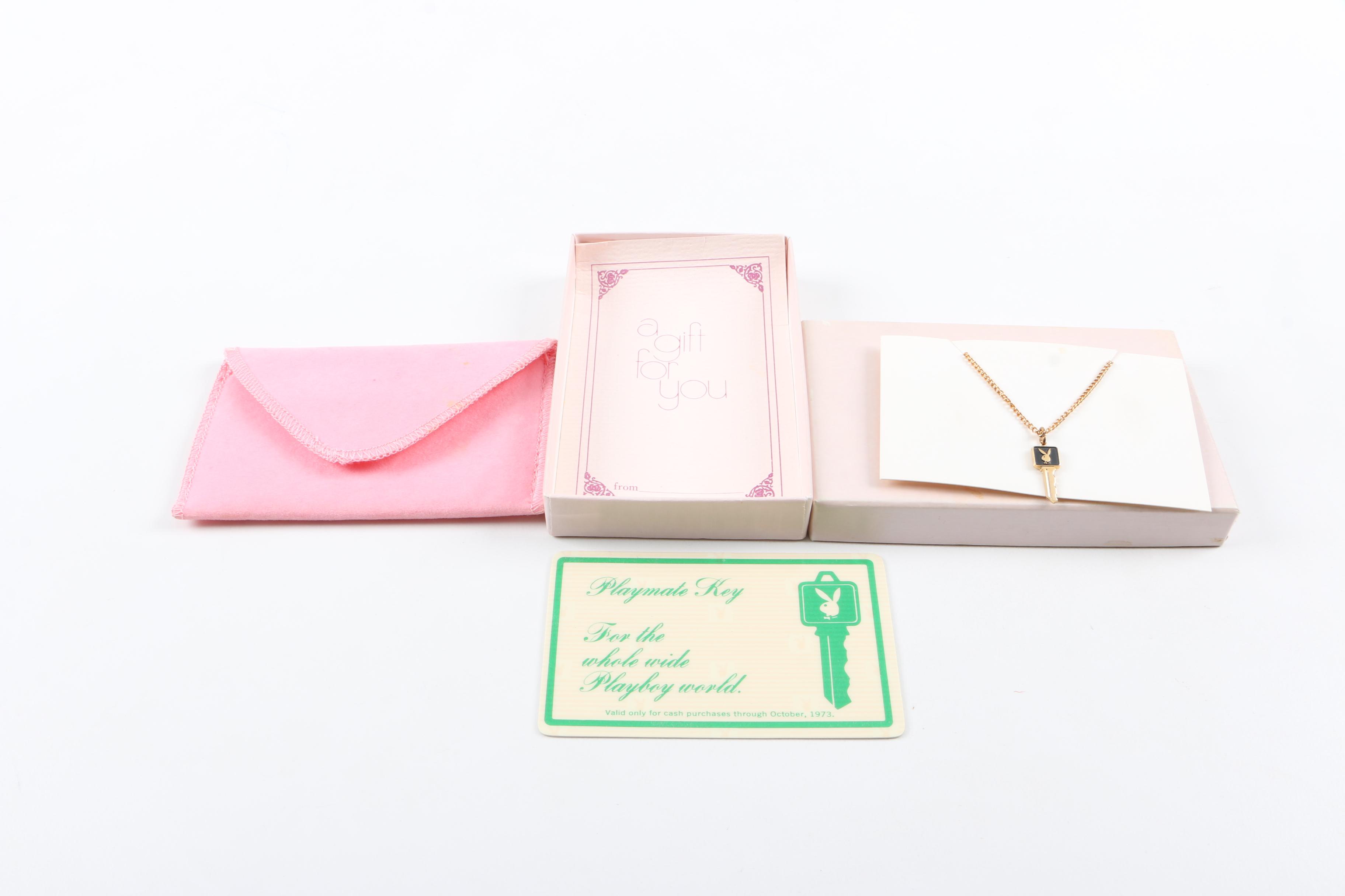 Playboy Bunny Scarf and Playmate Key Necklace