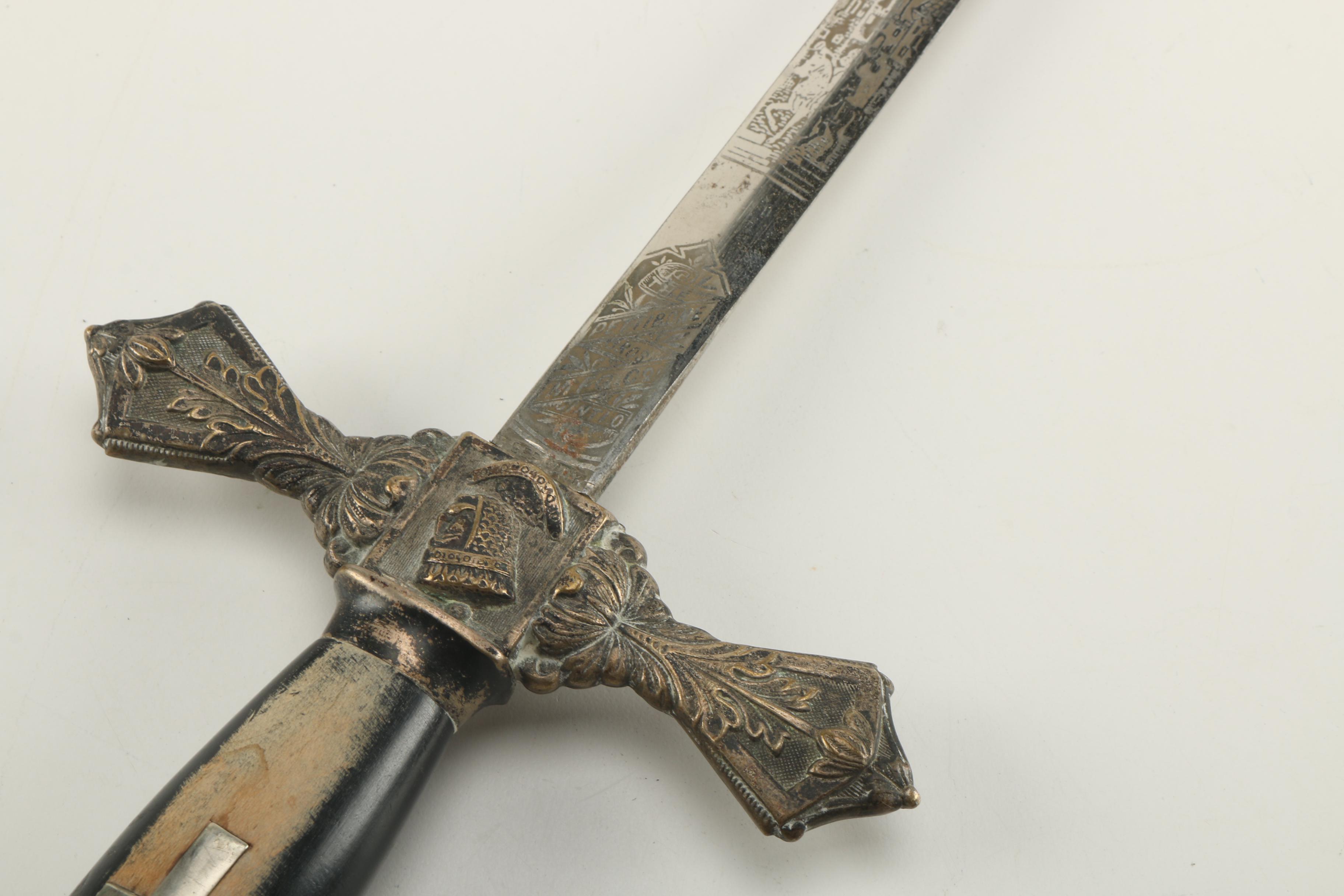 Pettibone Bros. Mfg. Co. Vintage Reproduction Masonic Knight's Templar Sword With Scabbard