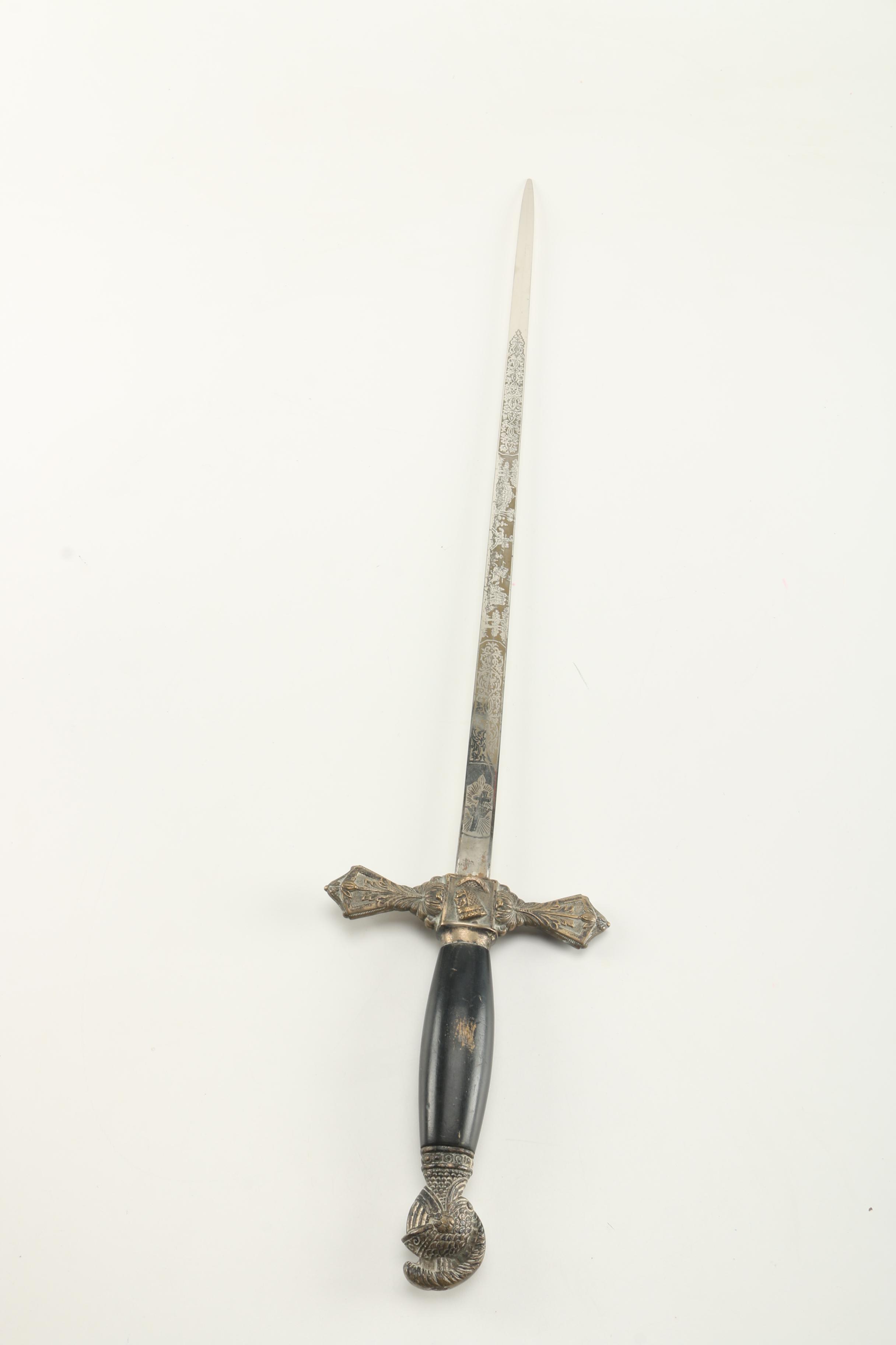 Pettibone Bros. Mfg. Co. Vintage Reproduction Masonic Knight's Templar Sword With Scabbard