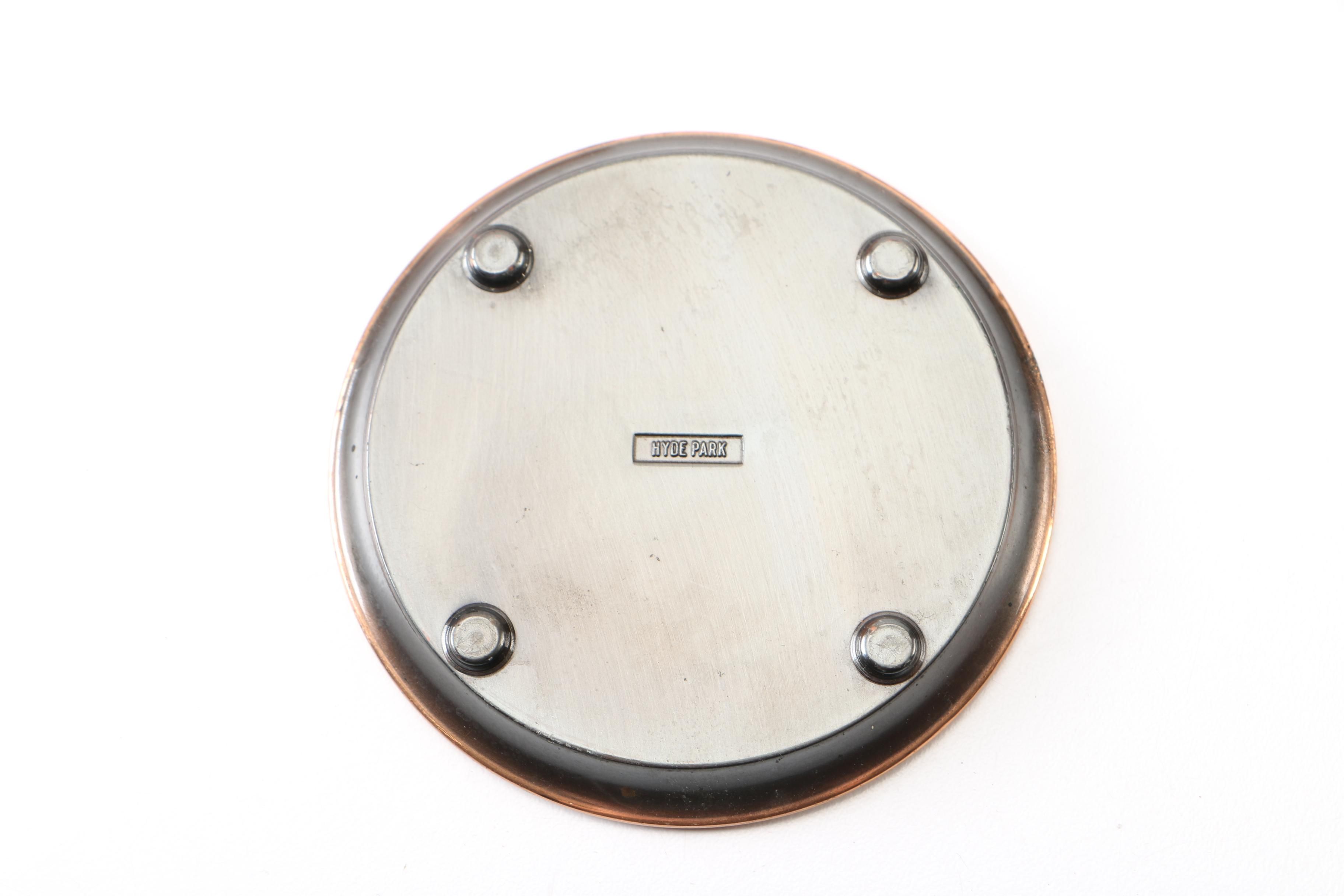 Monogrammed Gray Metal Lidded Pan and Coasters