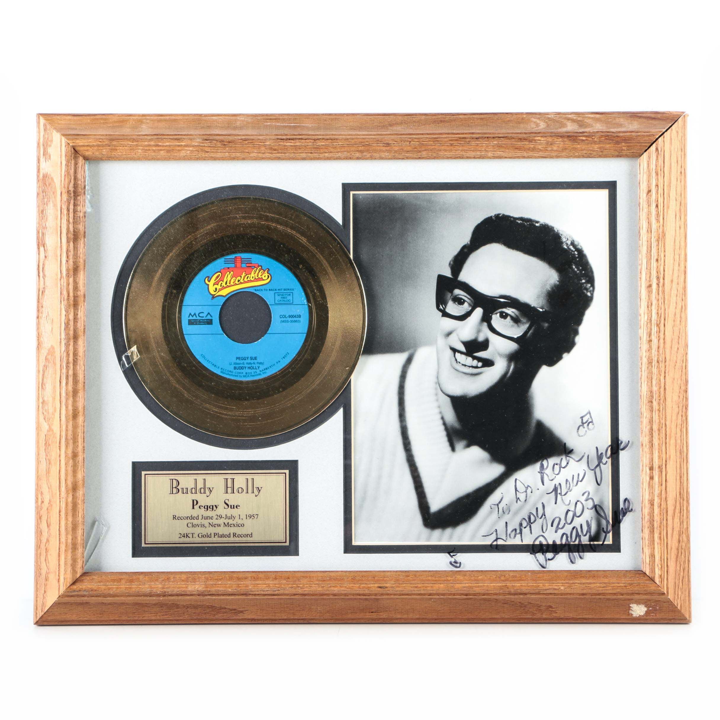 Buddy Holly "Peggy Sue" Gold Plated Framed Record