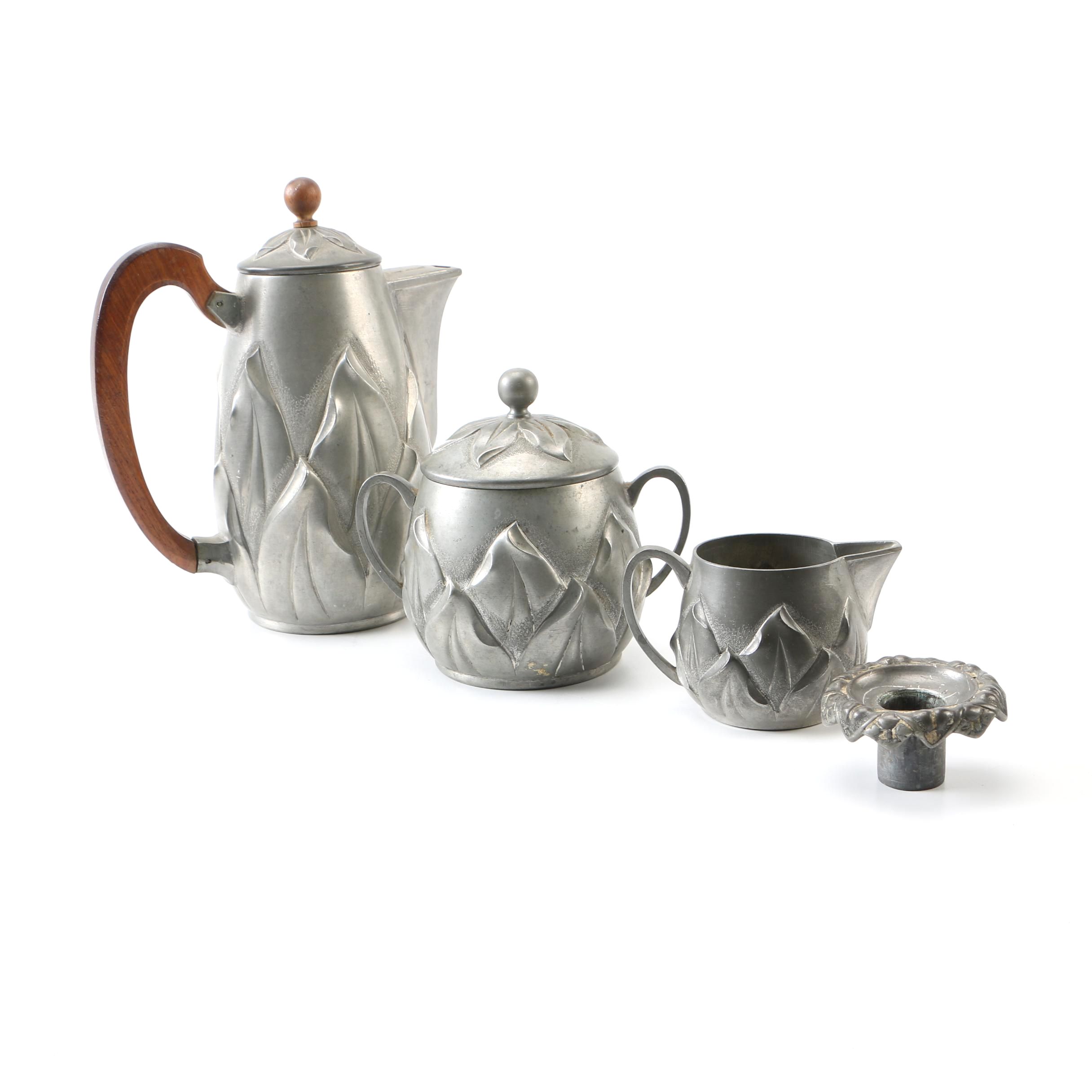 Pewter Coffee Pot and Tableware by Etain Garanti