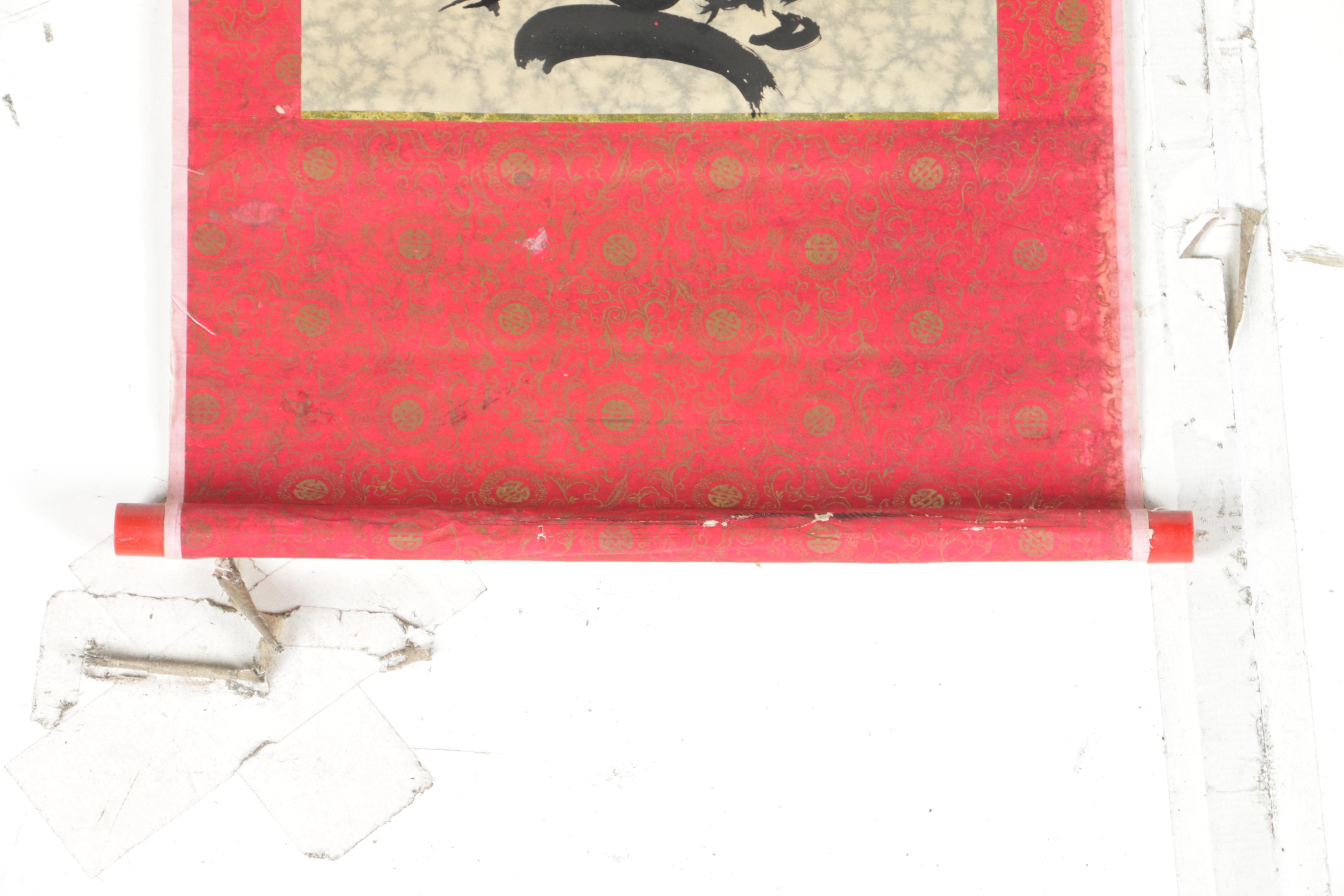 East Asian Gouache and Ink Hanging Scrolls