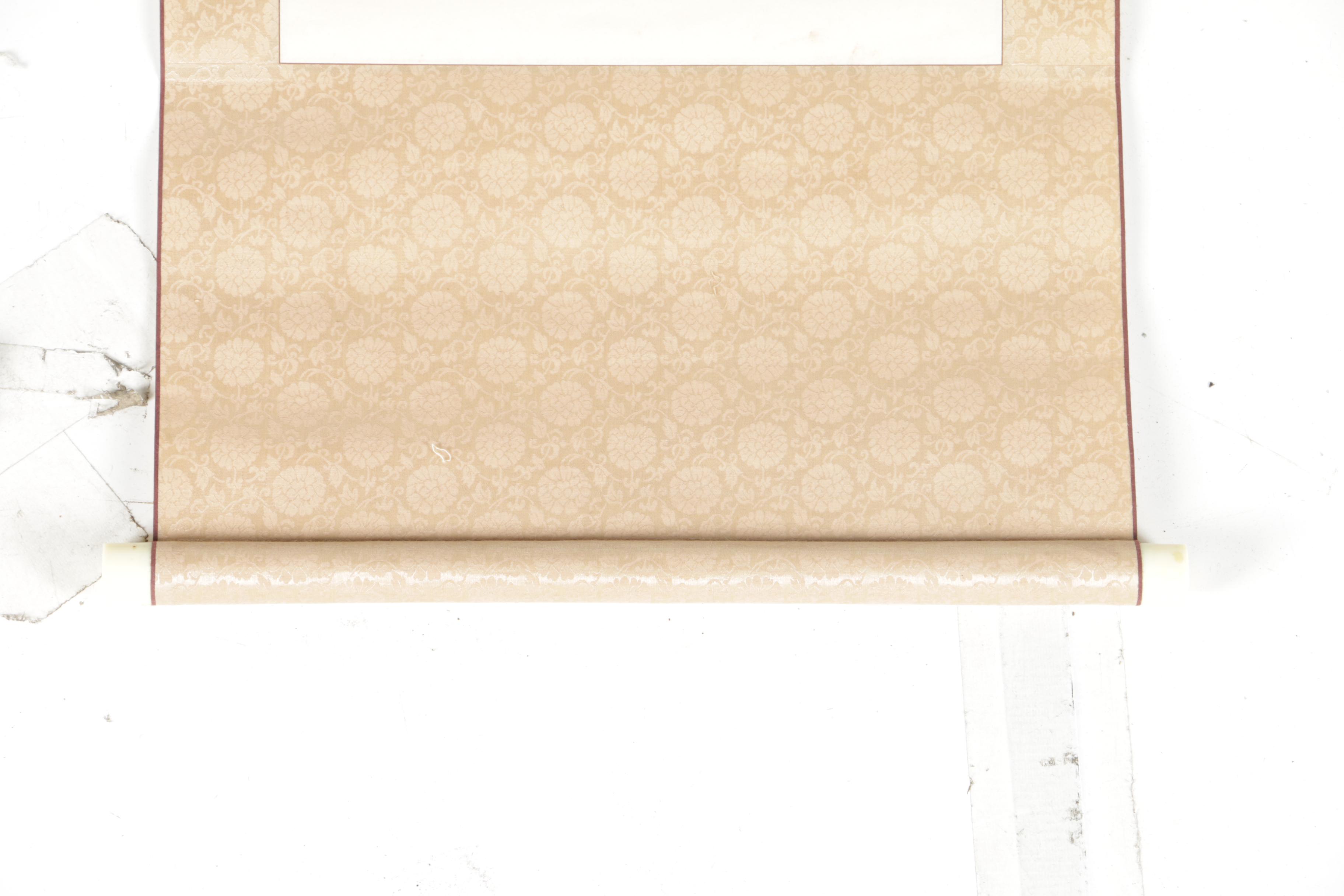 East Asian Gouache and Ink Hanging Scrolls