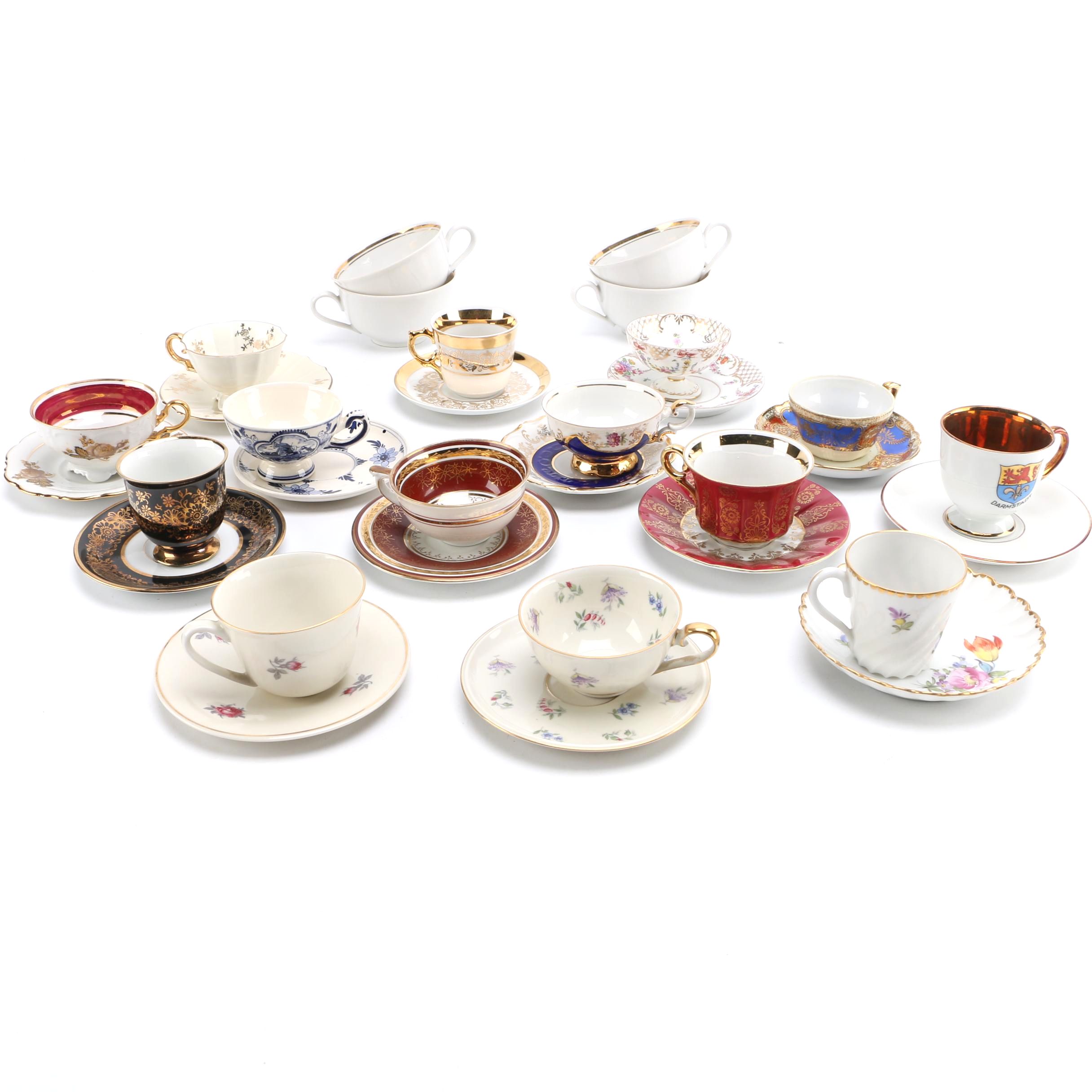 Assorted Teacups and Saucers From Bavaria