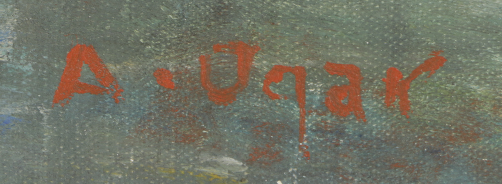 Arthur Ogar Oil Painting on Canvas Harbor Scene