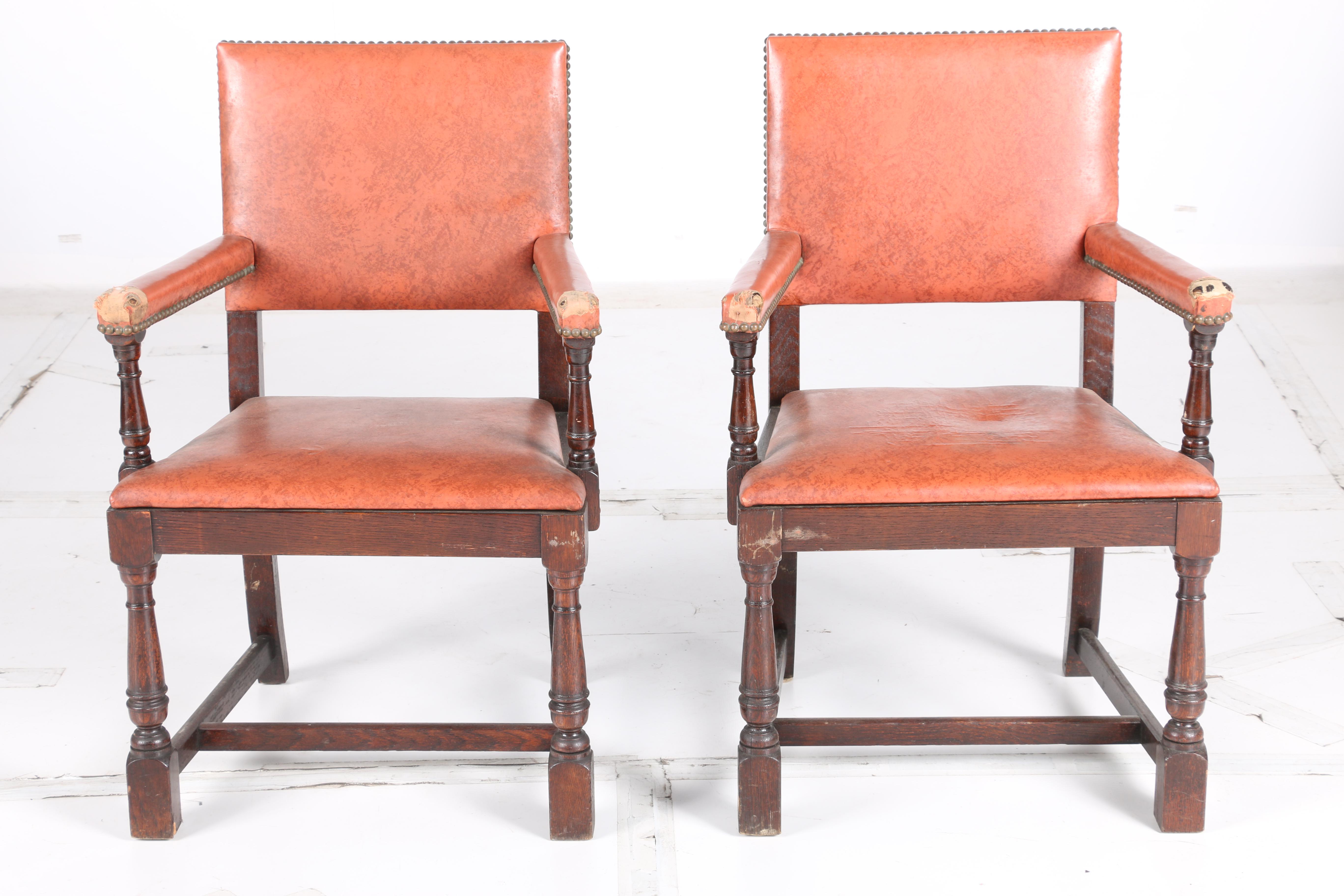 Vintage William and Mary Style Oak Dining Chairs