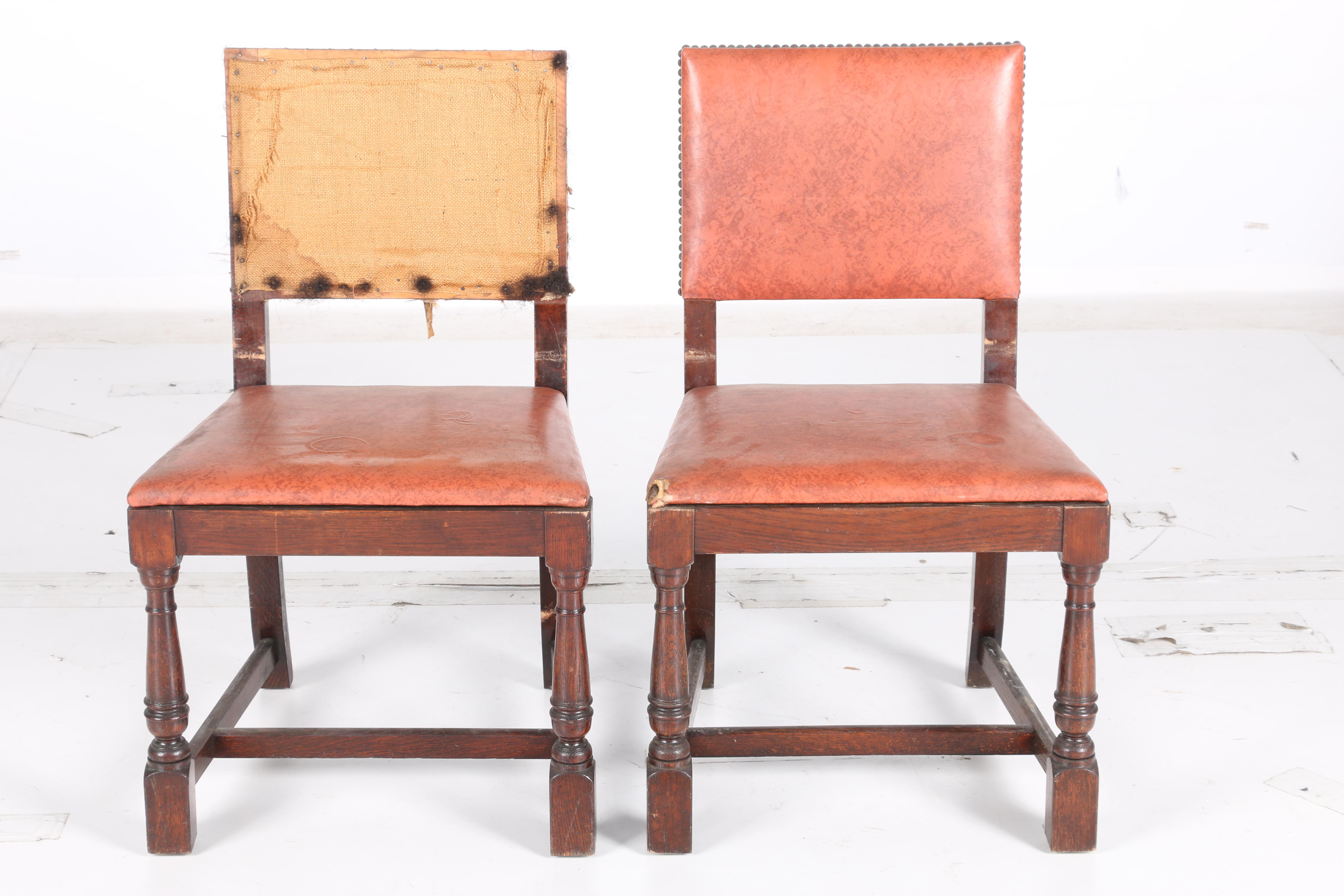 Vintage William and Mary Style Oak Dining Chairs