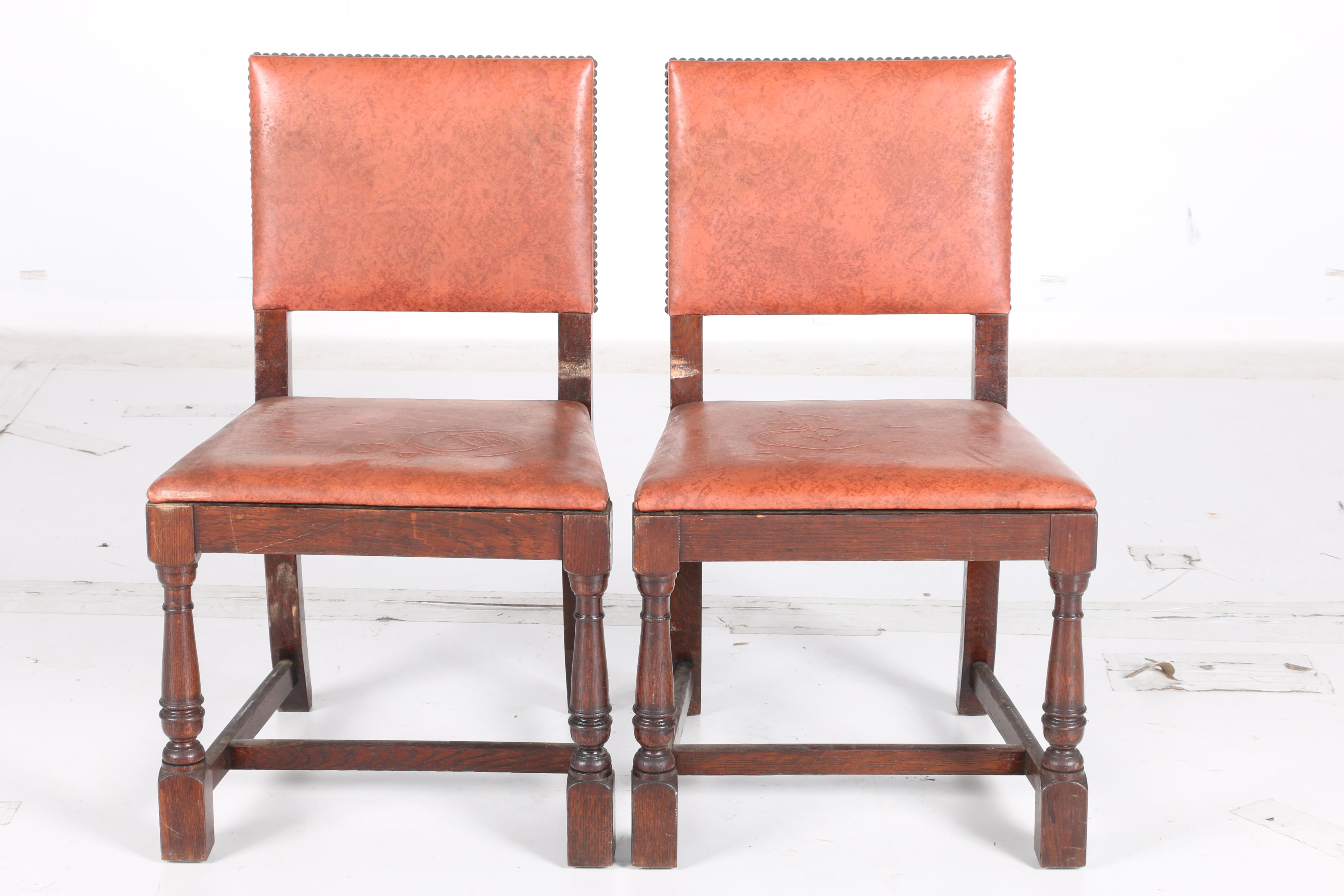 Vintage William and Mary Style Oak Dining Chairs