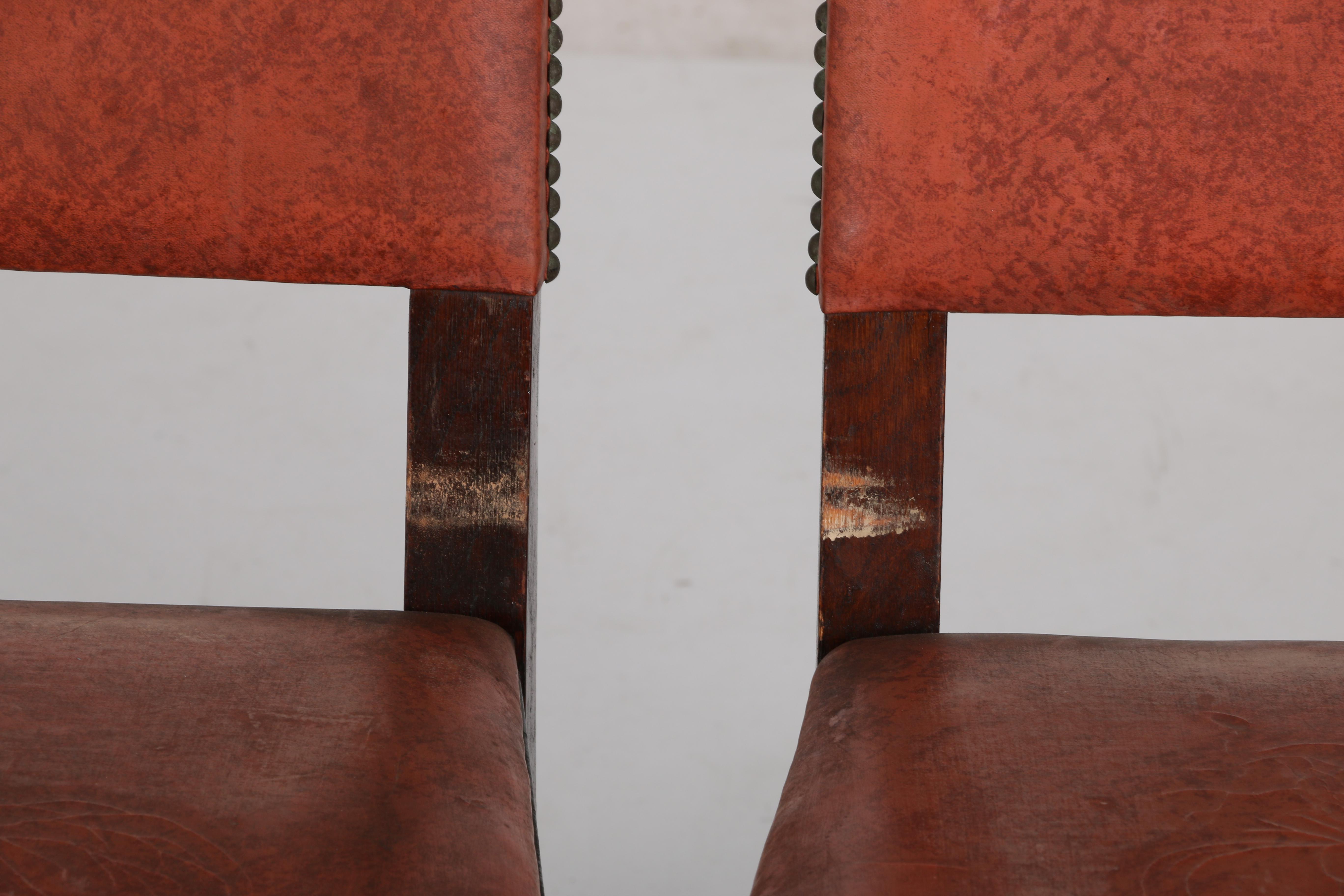 Vintage William and Mary Style Oak Dining Chairs