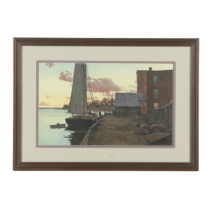 Christopher Blossom Limited Edition Offset Lithograph on Paper "Southport at twilight, 1890"