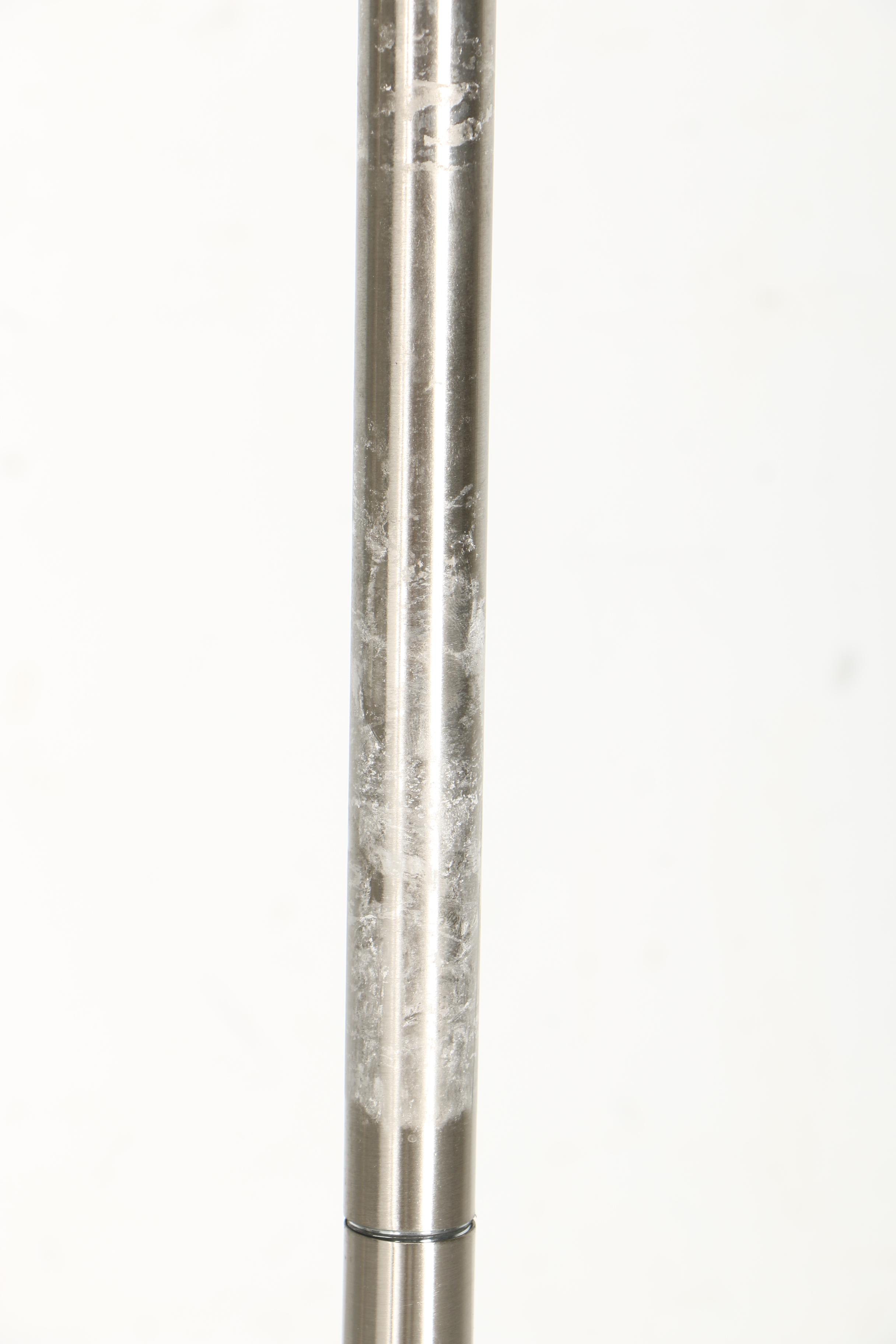 Three Stainless Steel Floor Torchiere Lamps