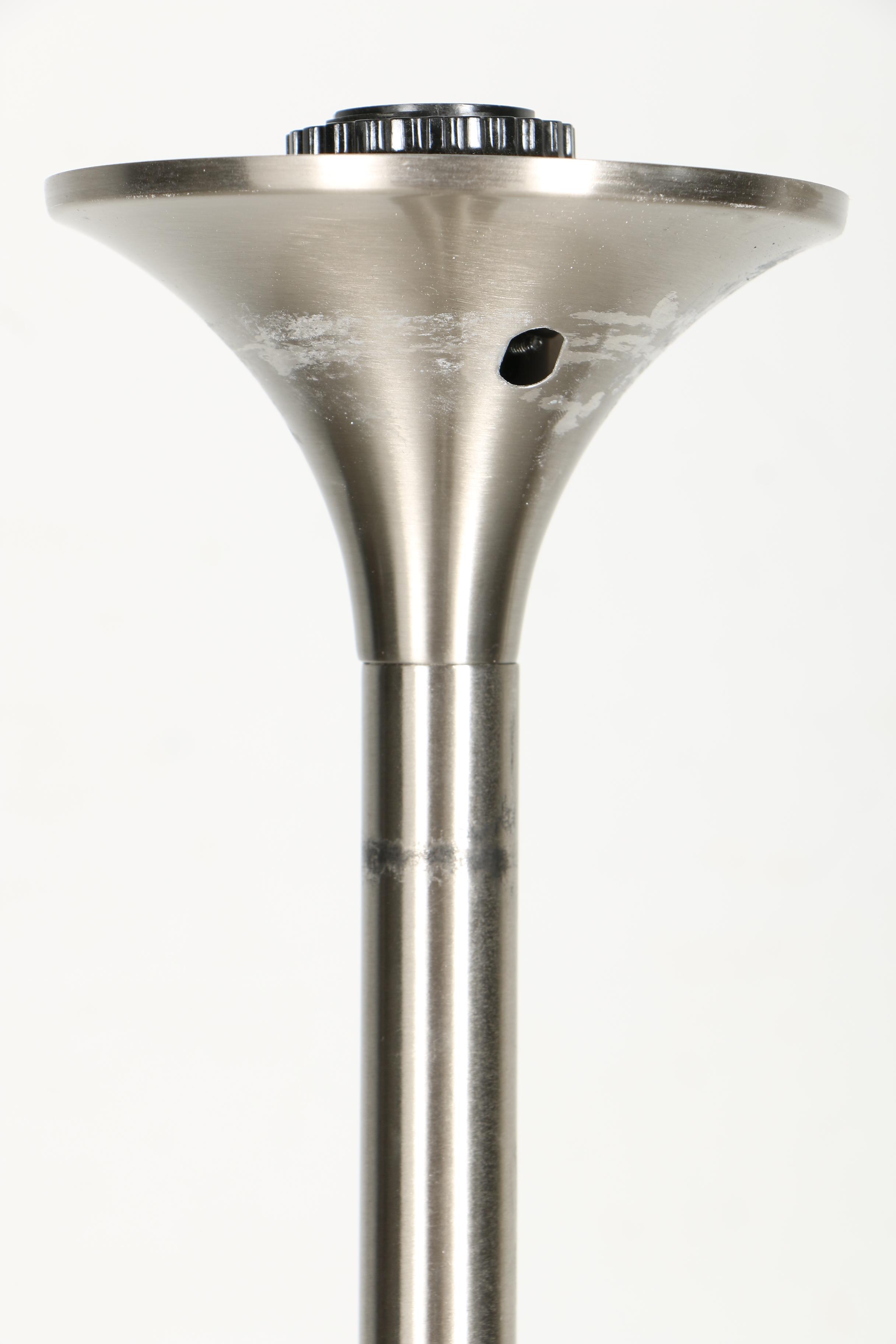 Three Stainless Steel Floor Torchiere Lamps