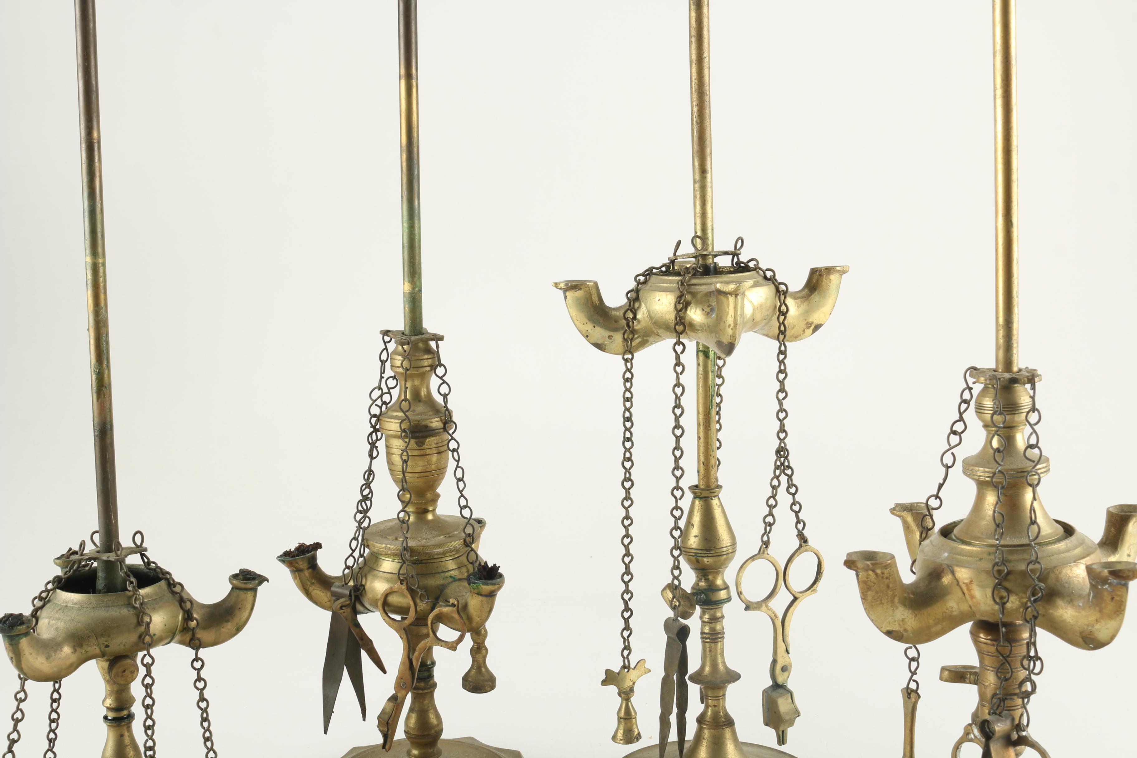 Antique Brass Whale Oil Lamps