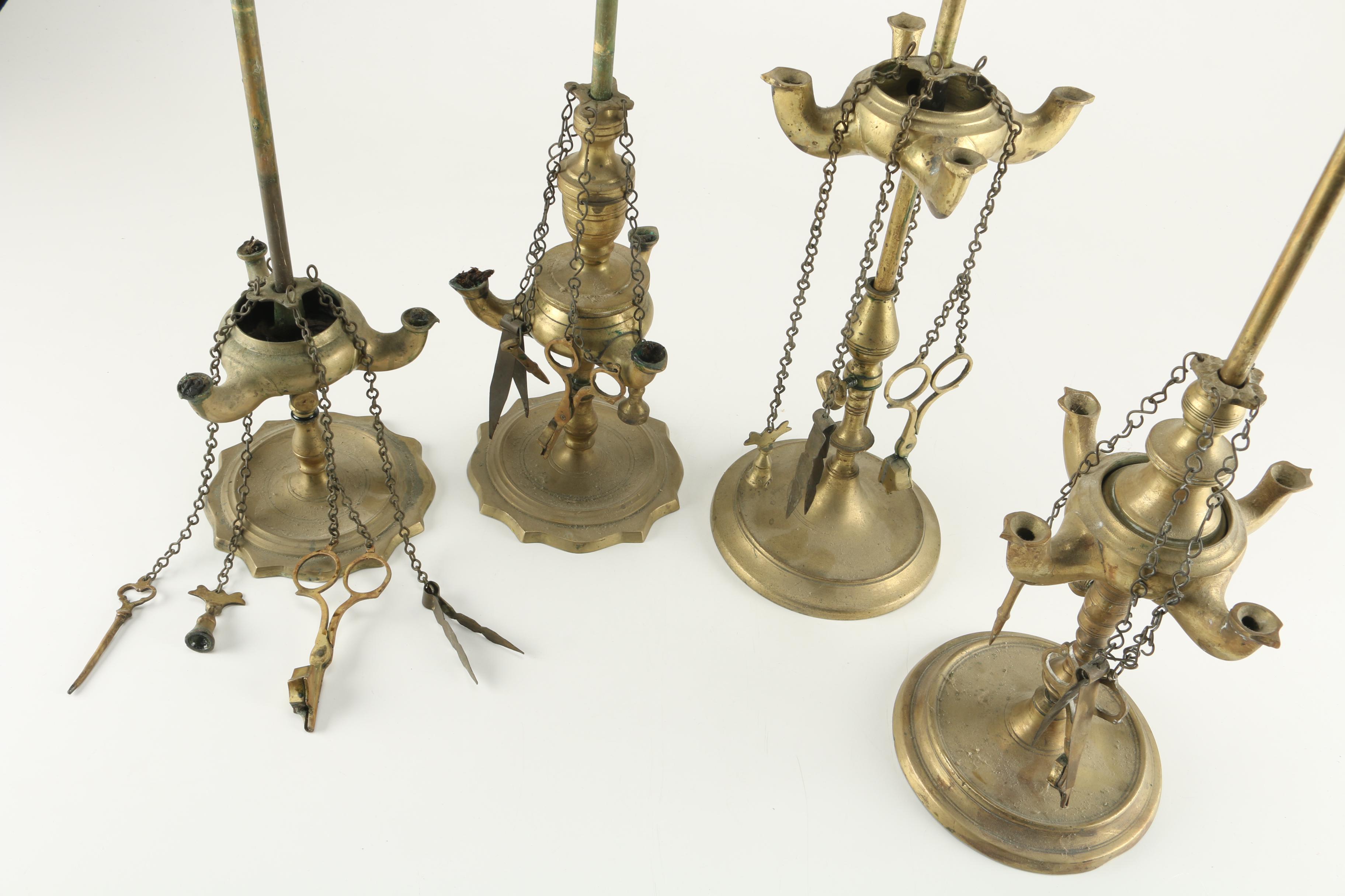 Antique Brass Whale Oil Lamps