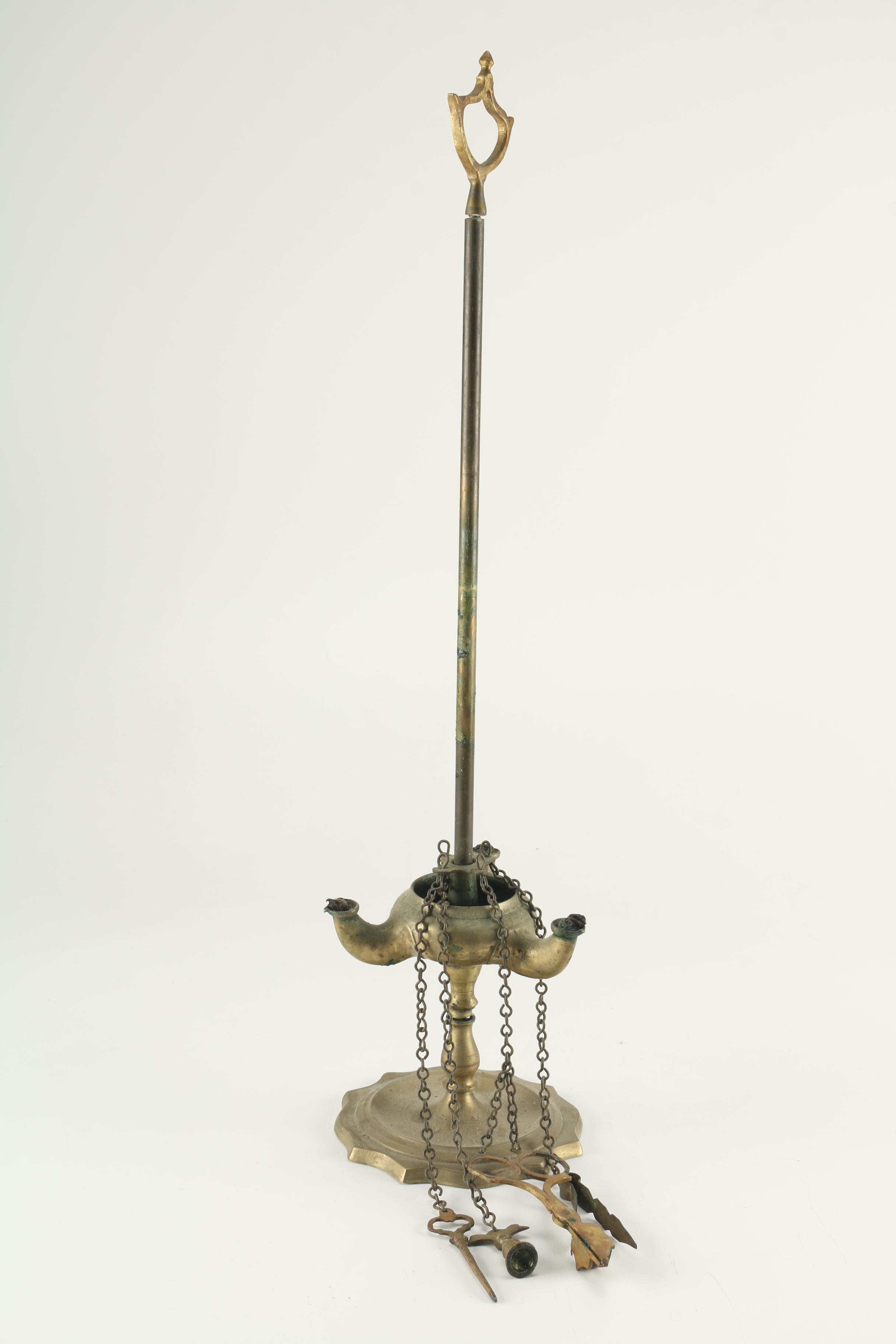 Antique Brass Whale Oil Lamps