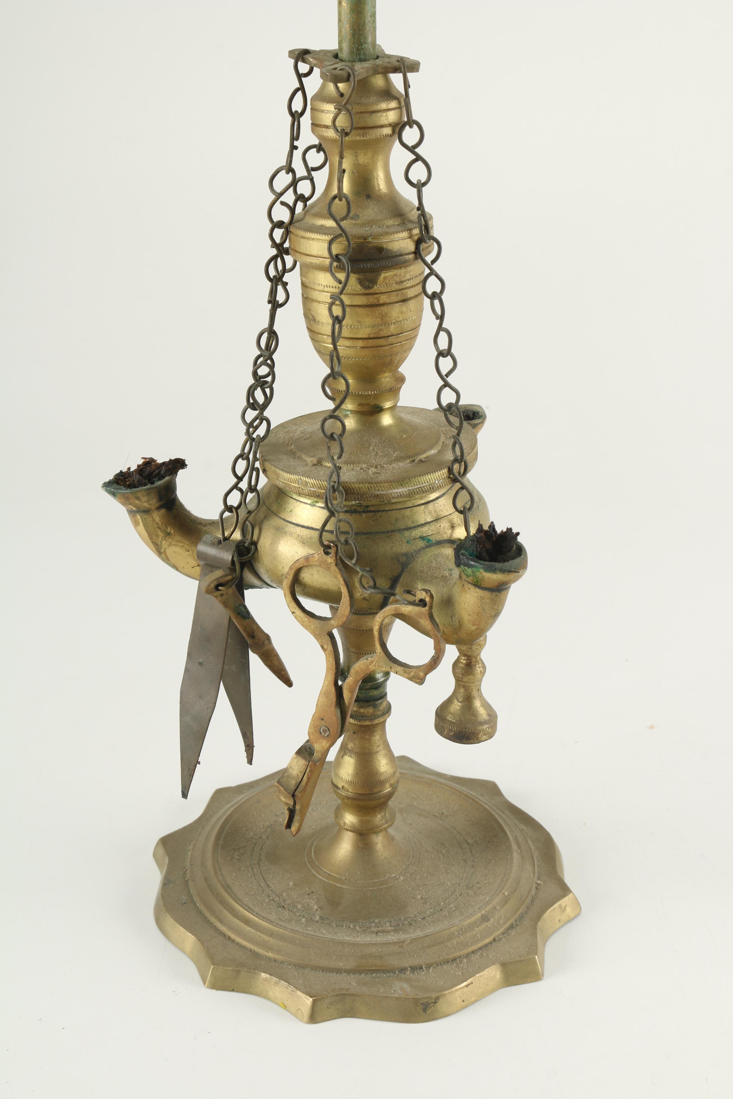 Antique Brass Whale Oil Lamps