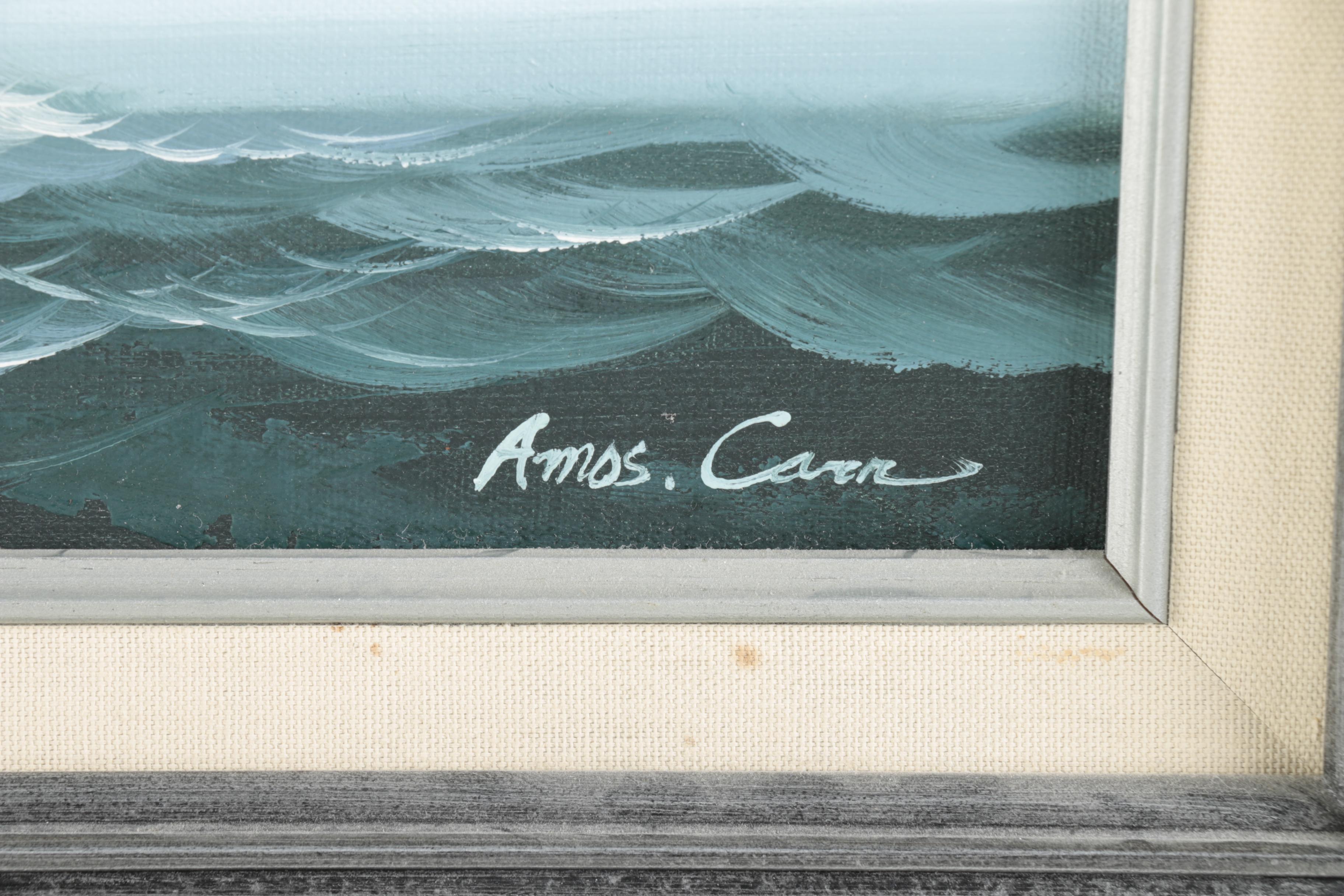 Amos Carr Oil Painting on Canvas of Sailboat