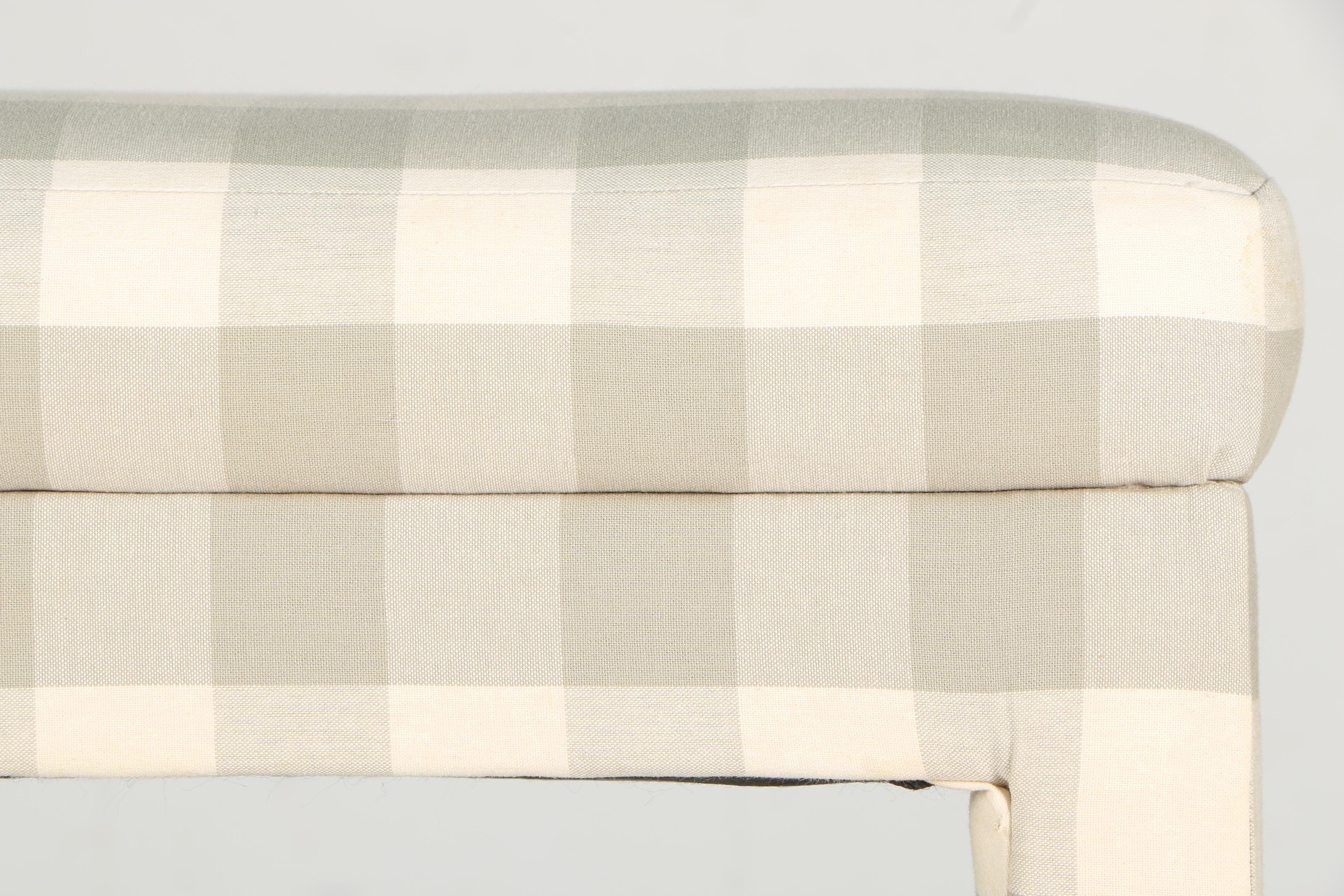 Buffalo Plaid Upholstered Footstool