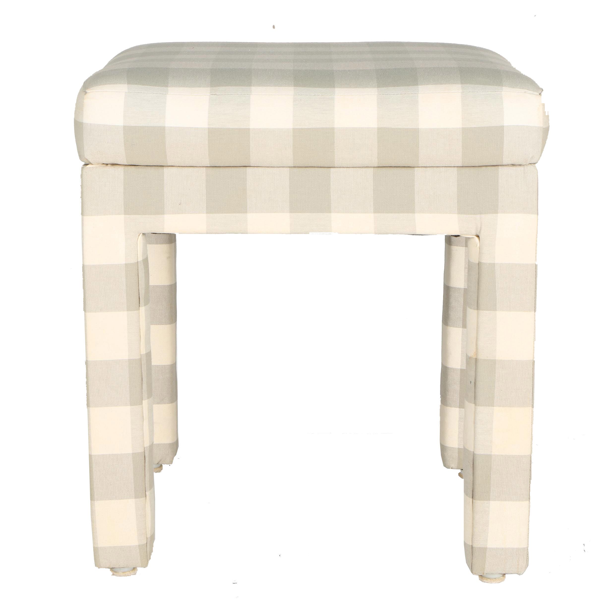 Buffalo Plaid Upholstered Footstool