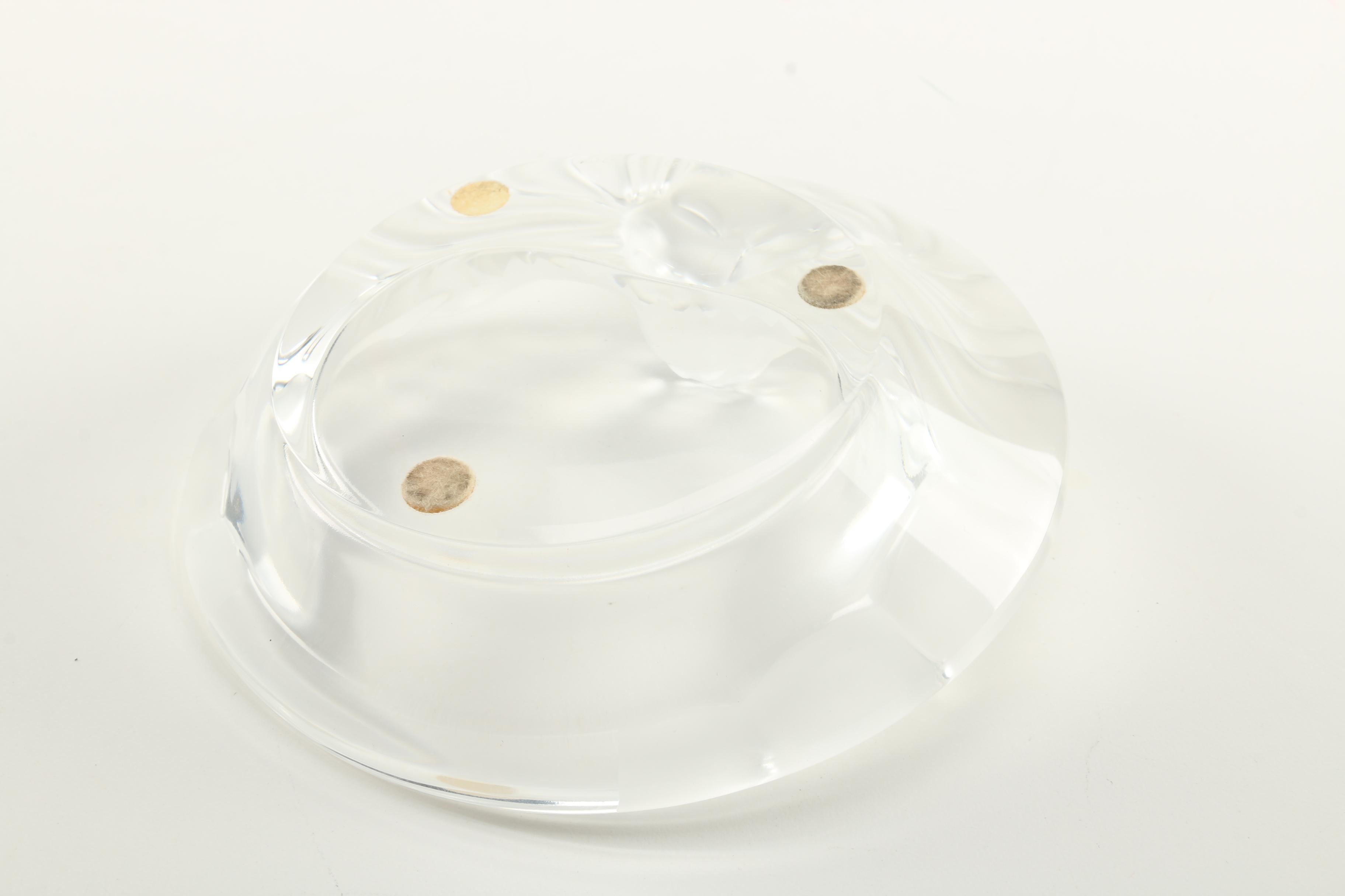 Lalique "Lion" Frosted Crystal Ash Receiver