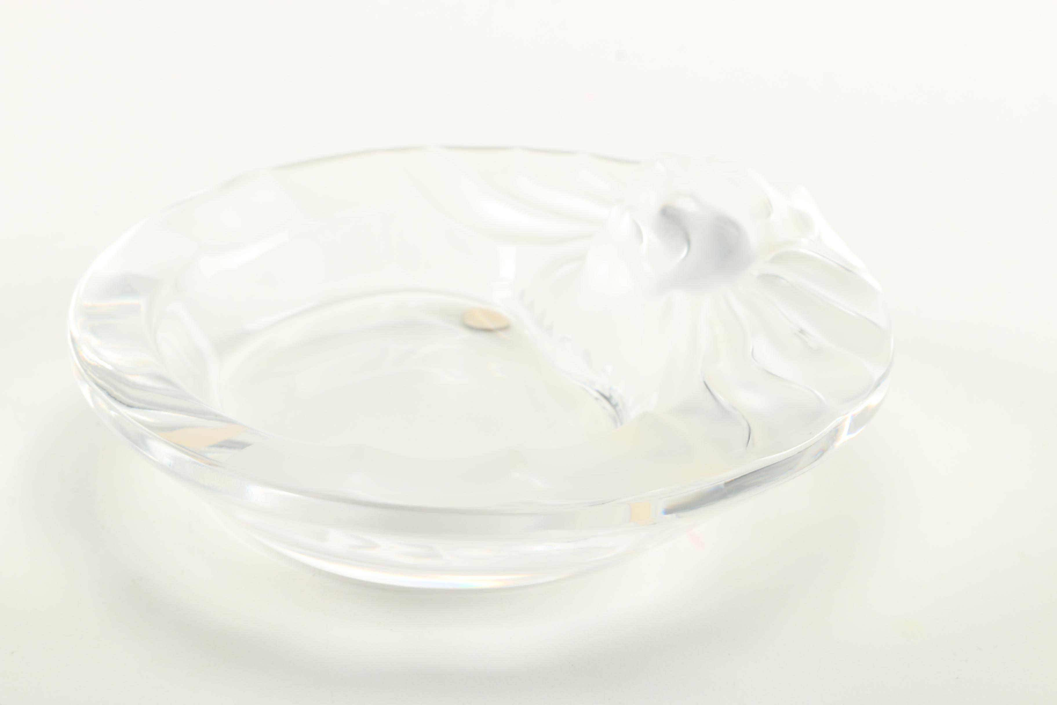 Lalique "Lion" Frosted Crystal Ash Receiver