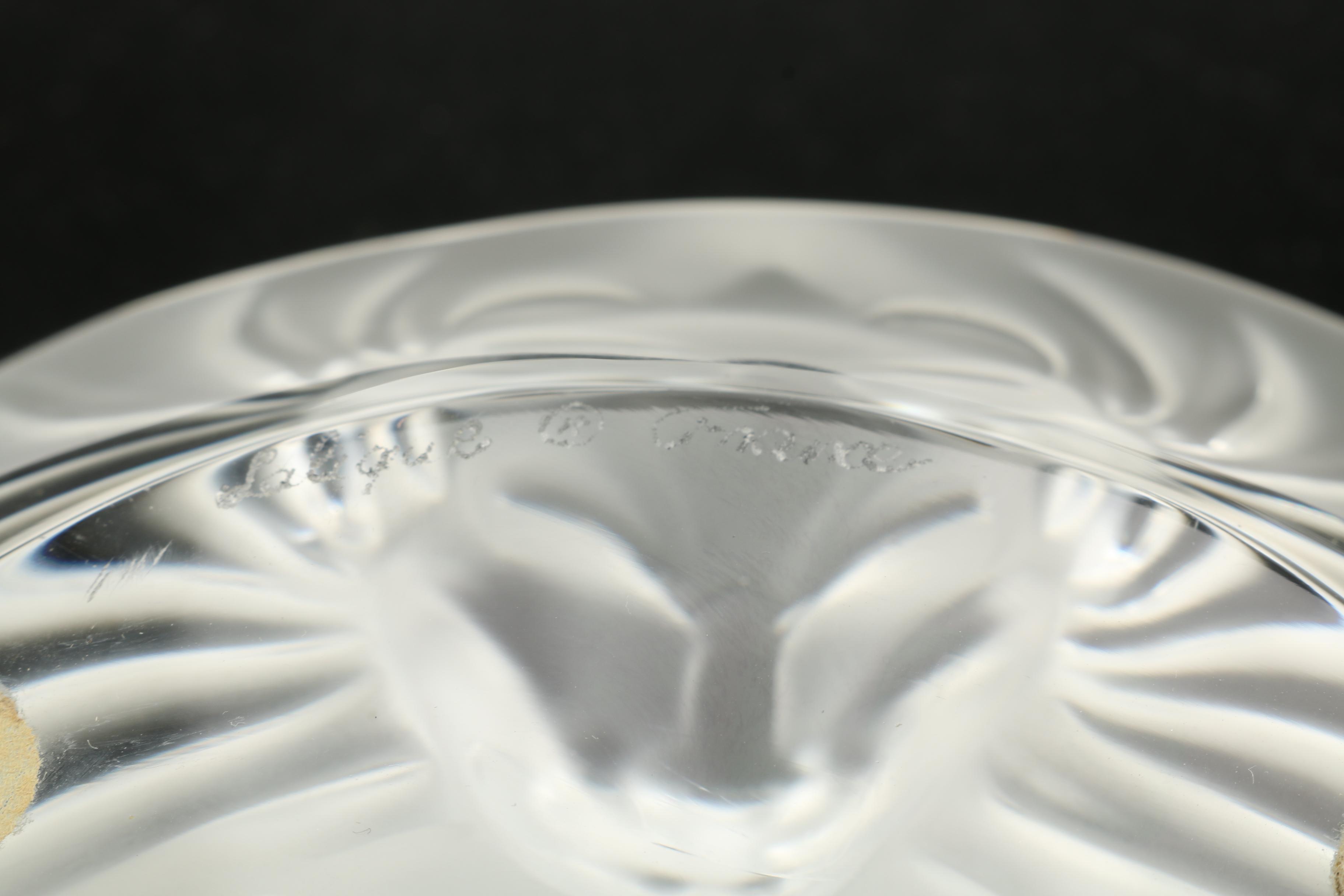 Lalique "Lion" Frosted Crystal Ash Receiver