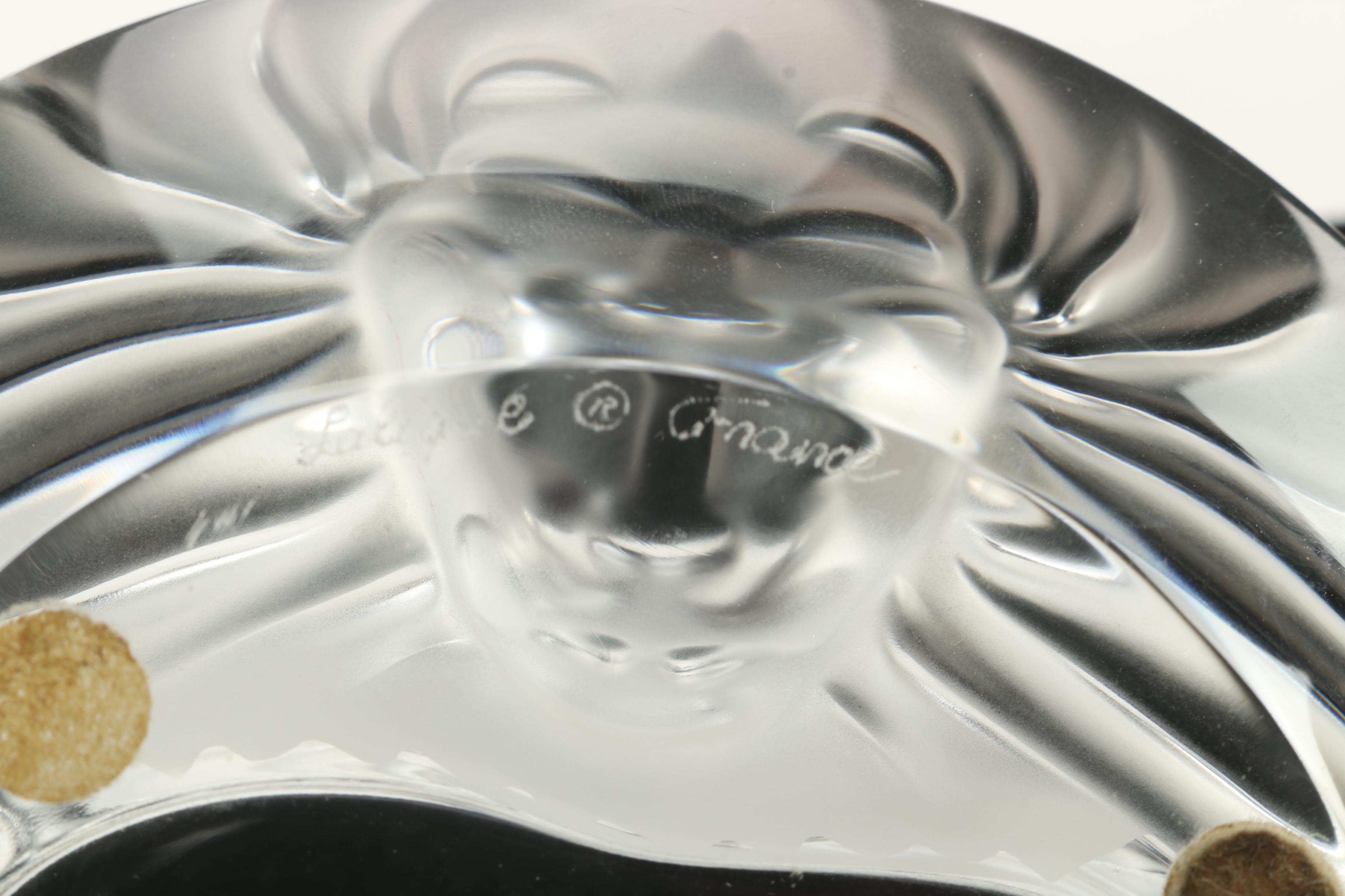 Lalique "Lion" Frosted Crystal Ash Receiver