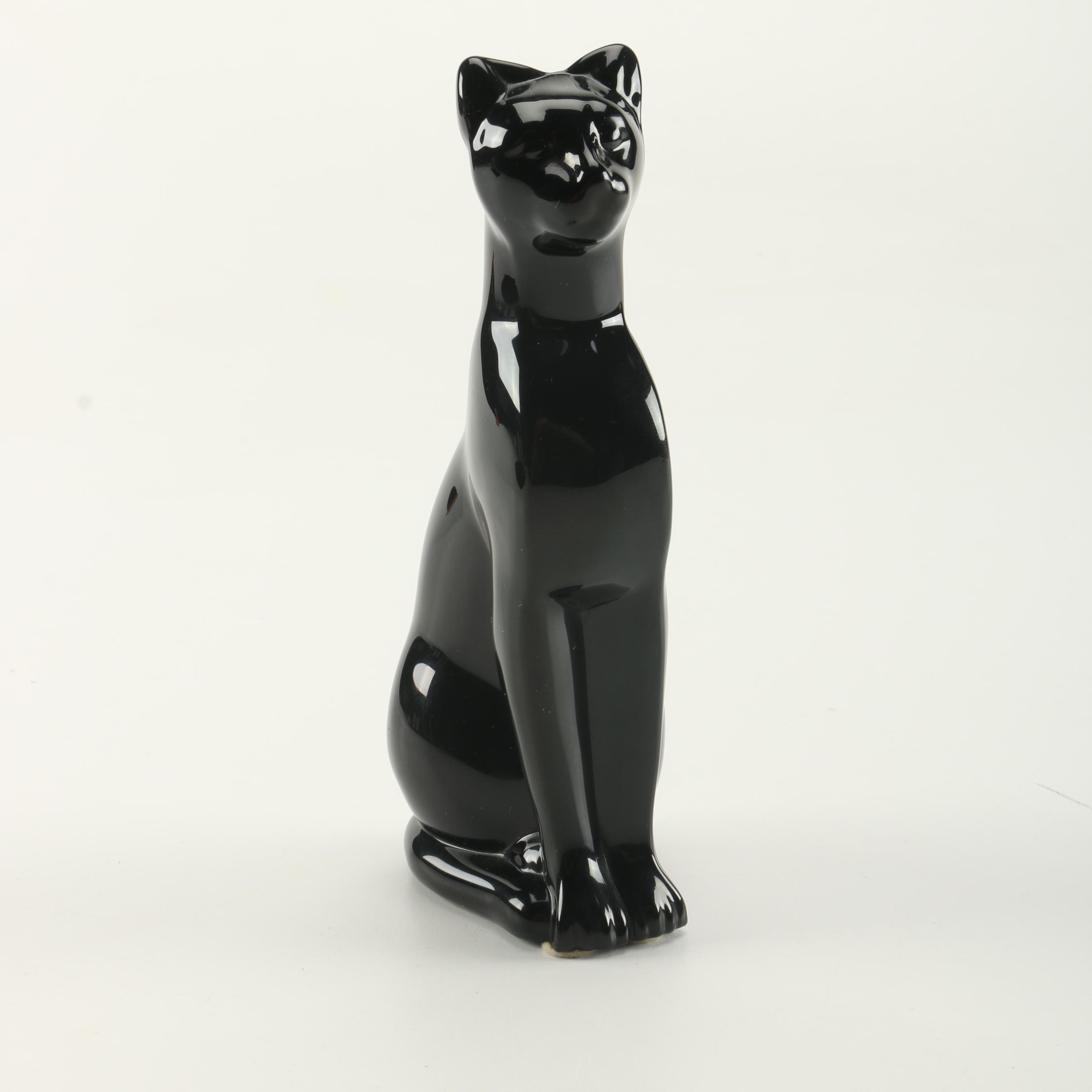 Baccarat Black Crystal Feline Figurine