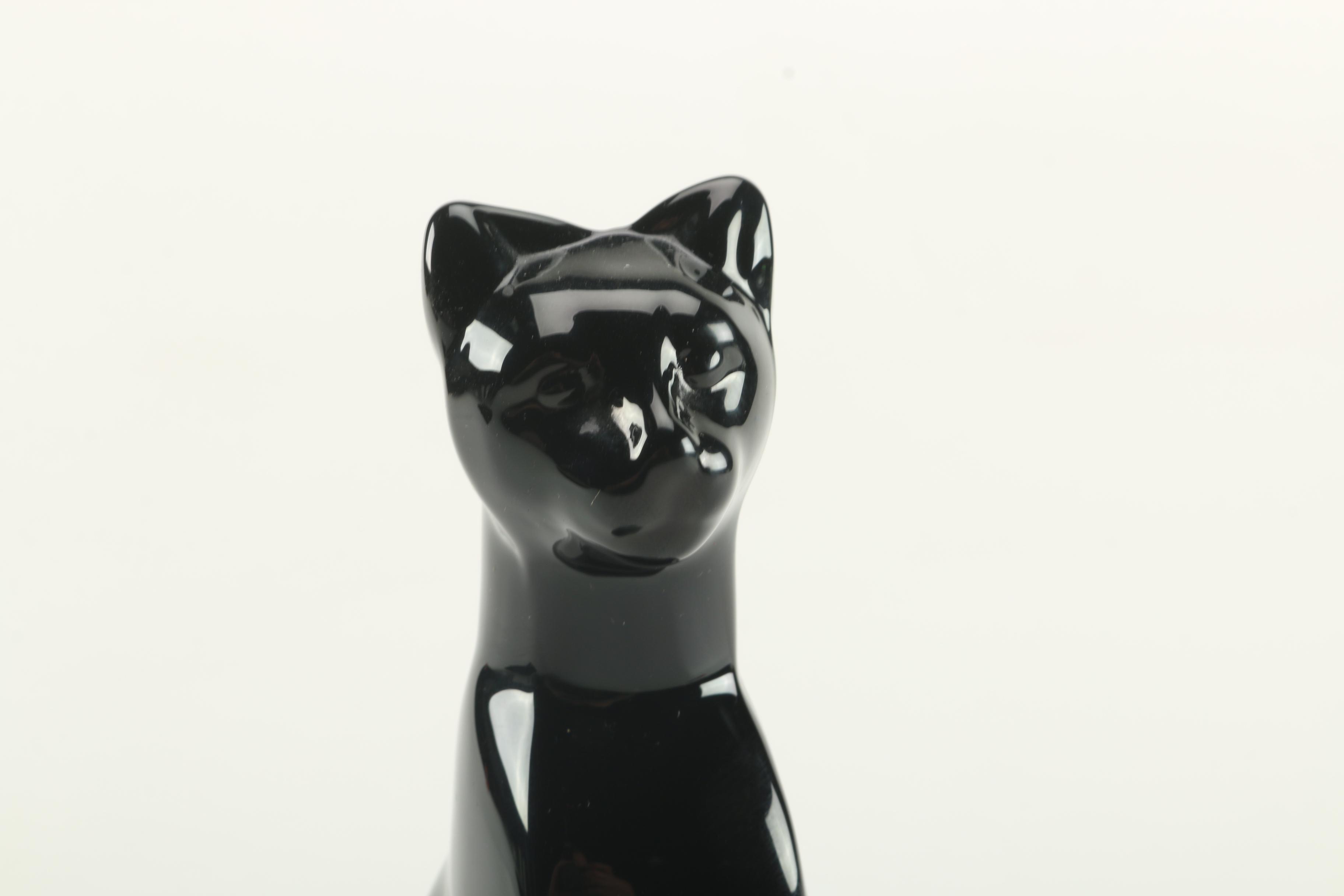 Baccarat Black Crystal Feline Figurine