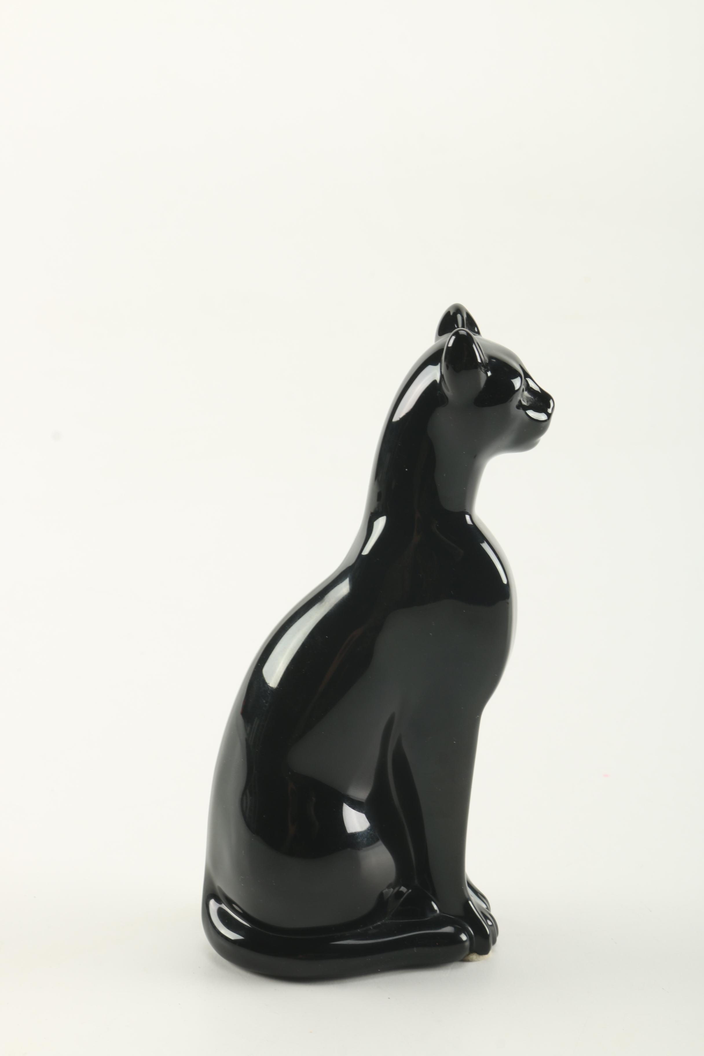 Baccarat Black Crystal Feline Figurine