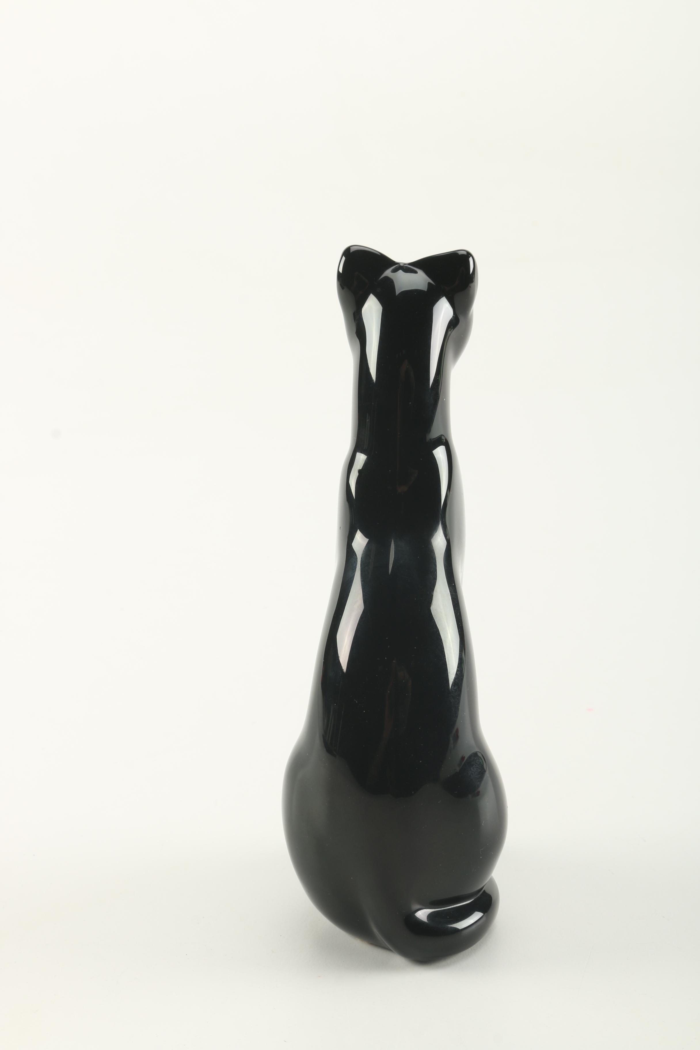 Baccarat Black Crystal Feline Figurine