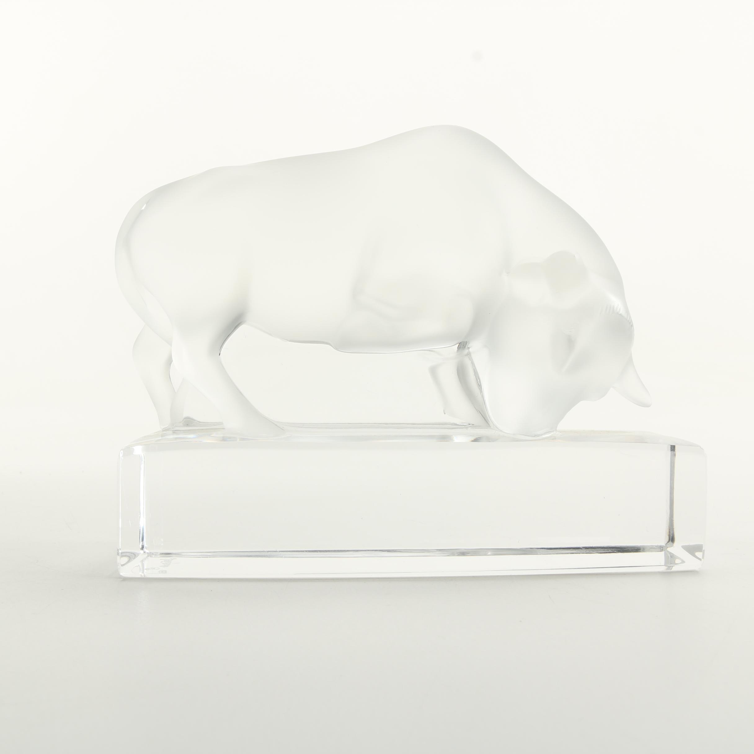 Lalique Crystal Bull Paperweight