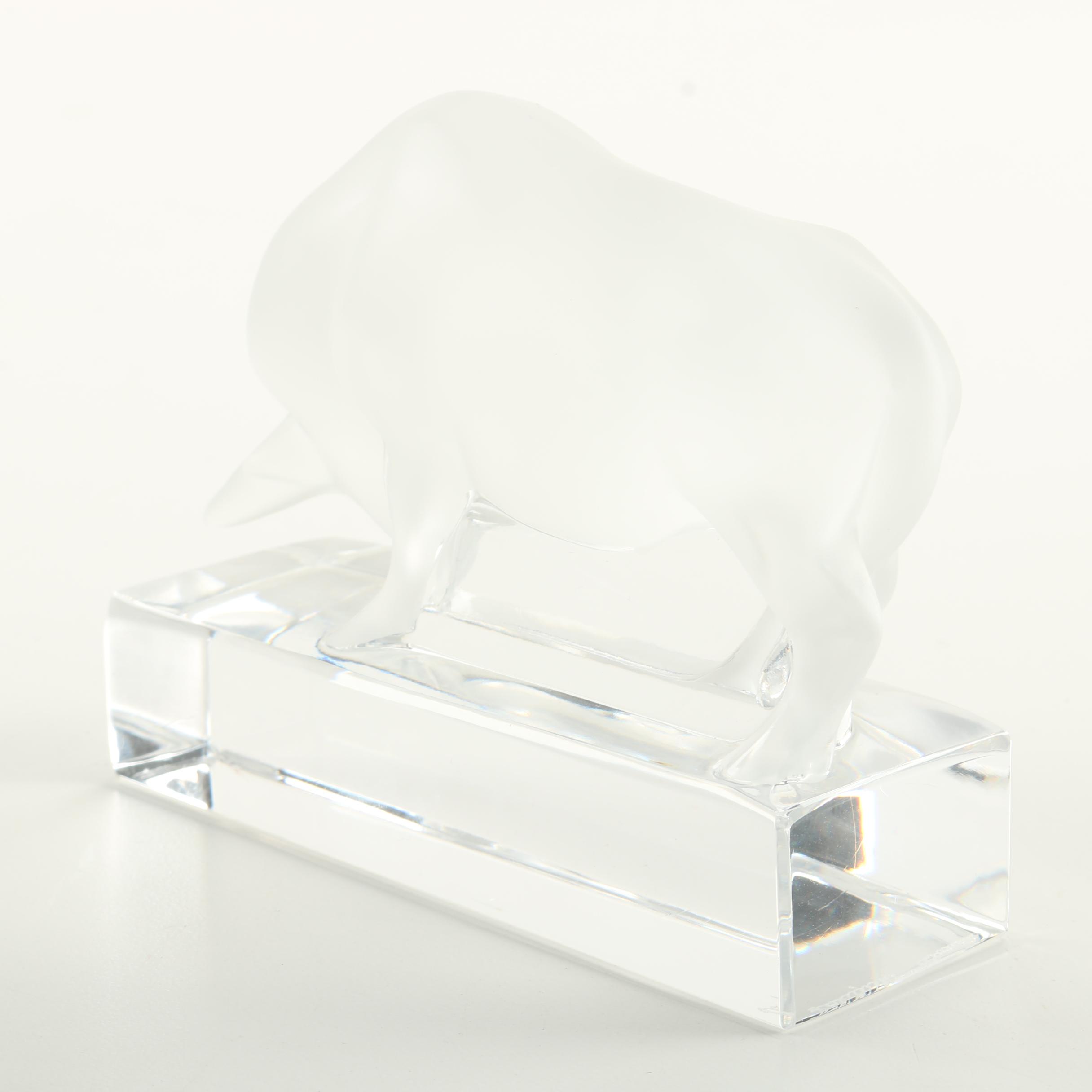Lalique Crystal Bull Paperweight