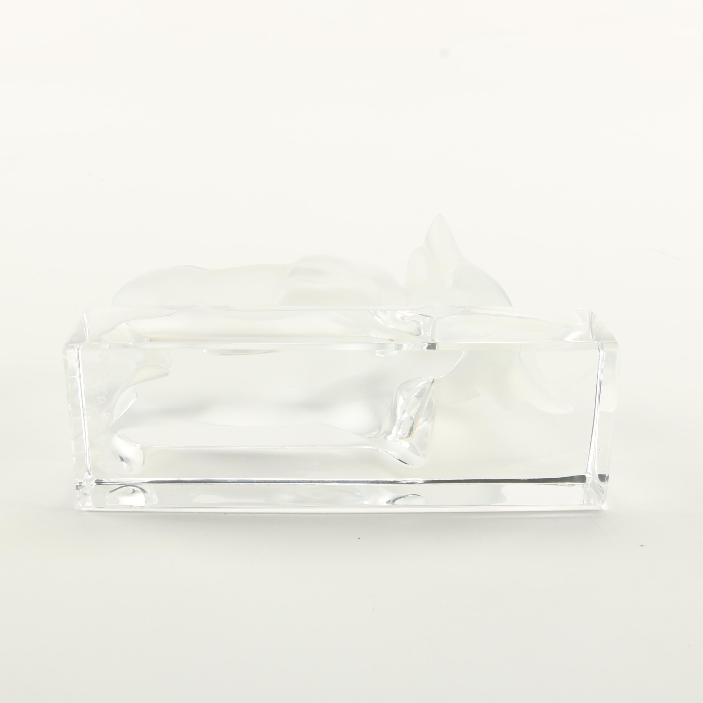 Lalique Crystal Bull Paperweight