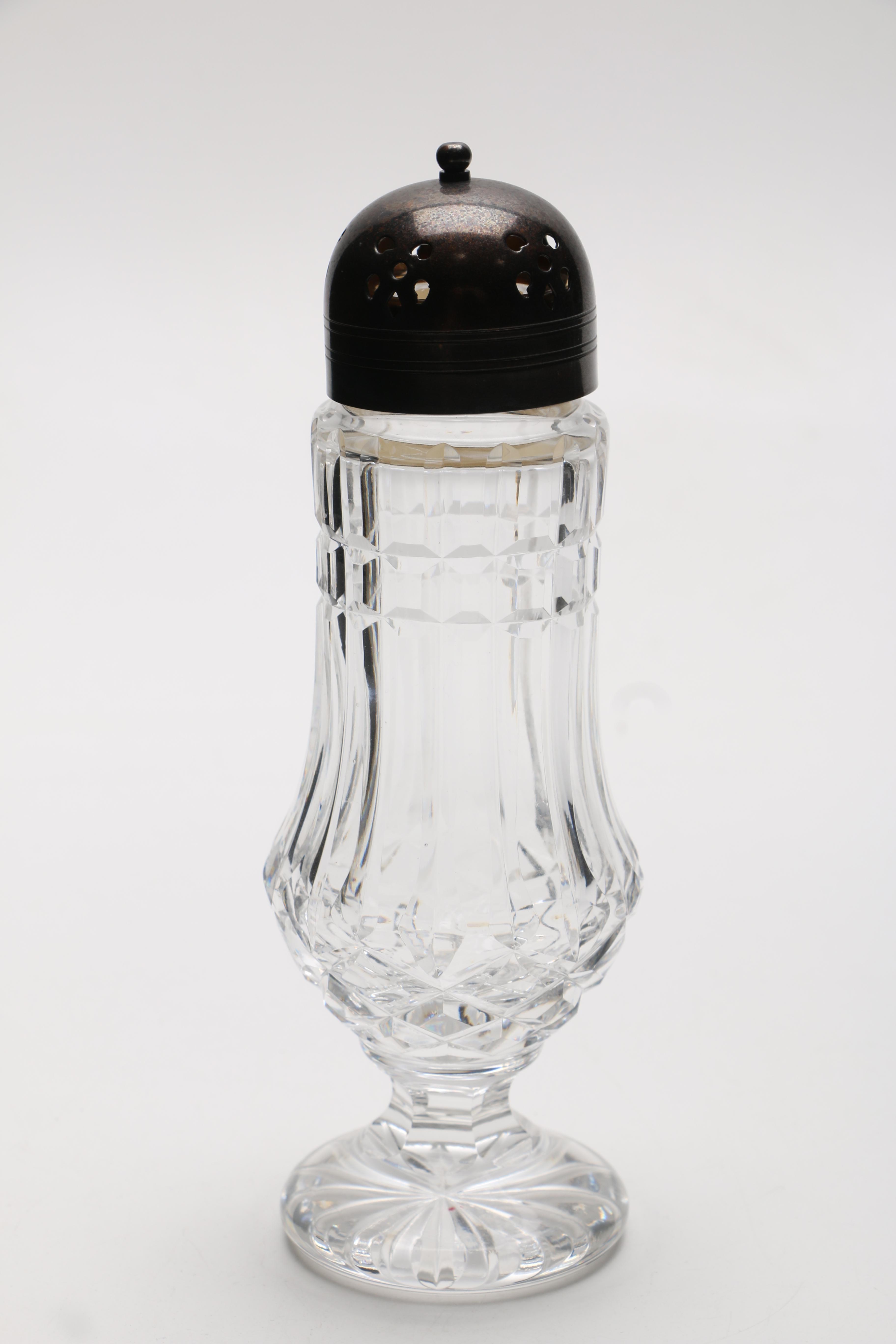 Waterford "Lismore" Crystal and Silver Plate Shakers