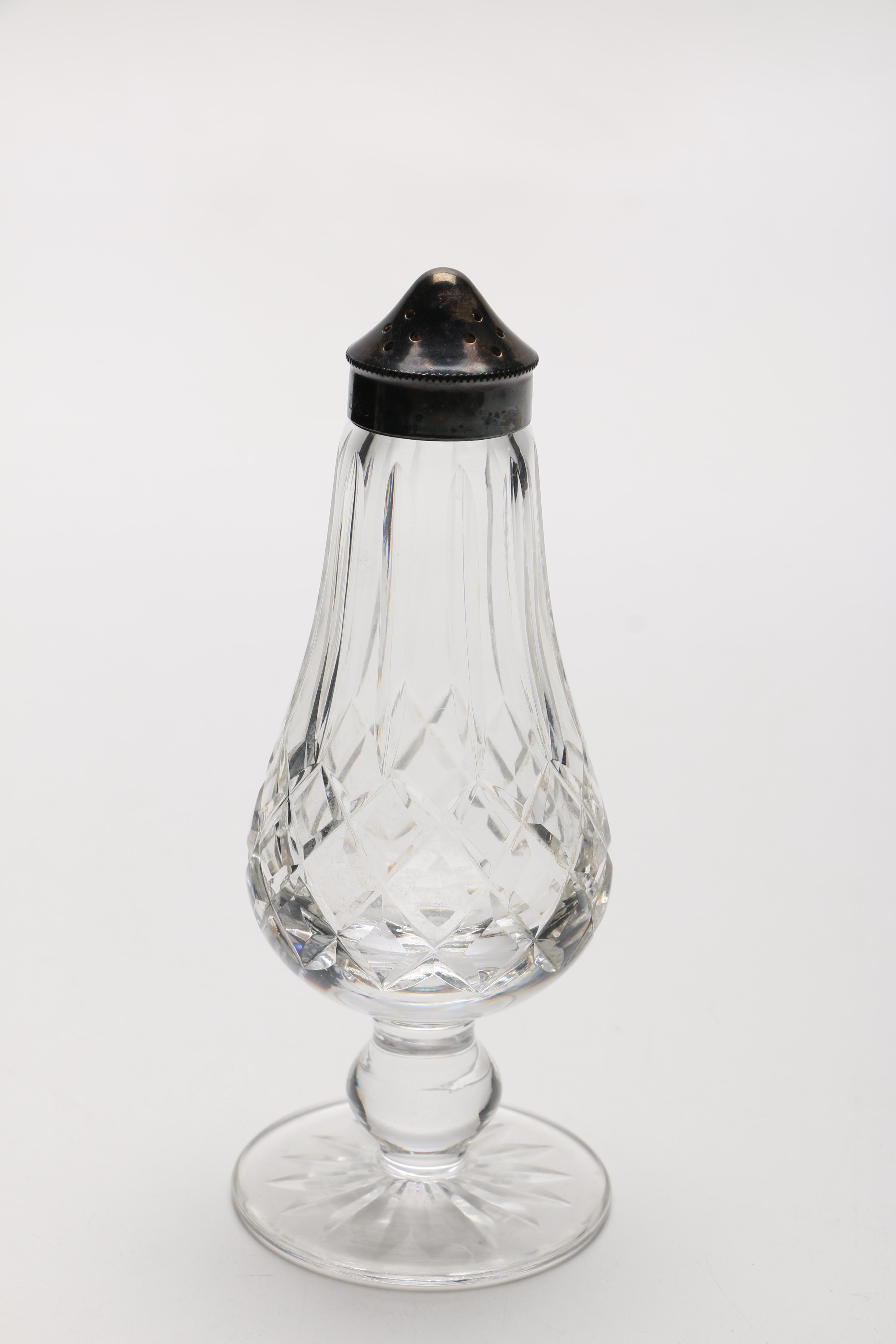 Waterford "Lismore" Crystal and Silver Plate Shakers